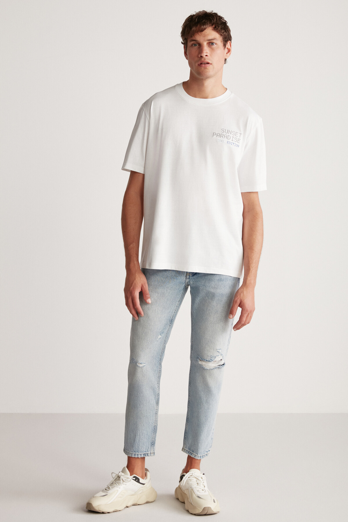 GRIMELANGE  Arnaldo Erkek Regular Beyaz T-shirt - Görsel 5