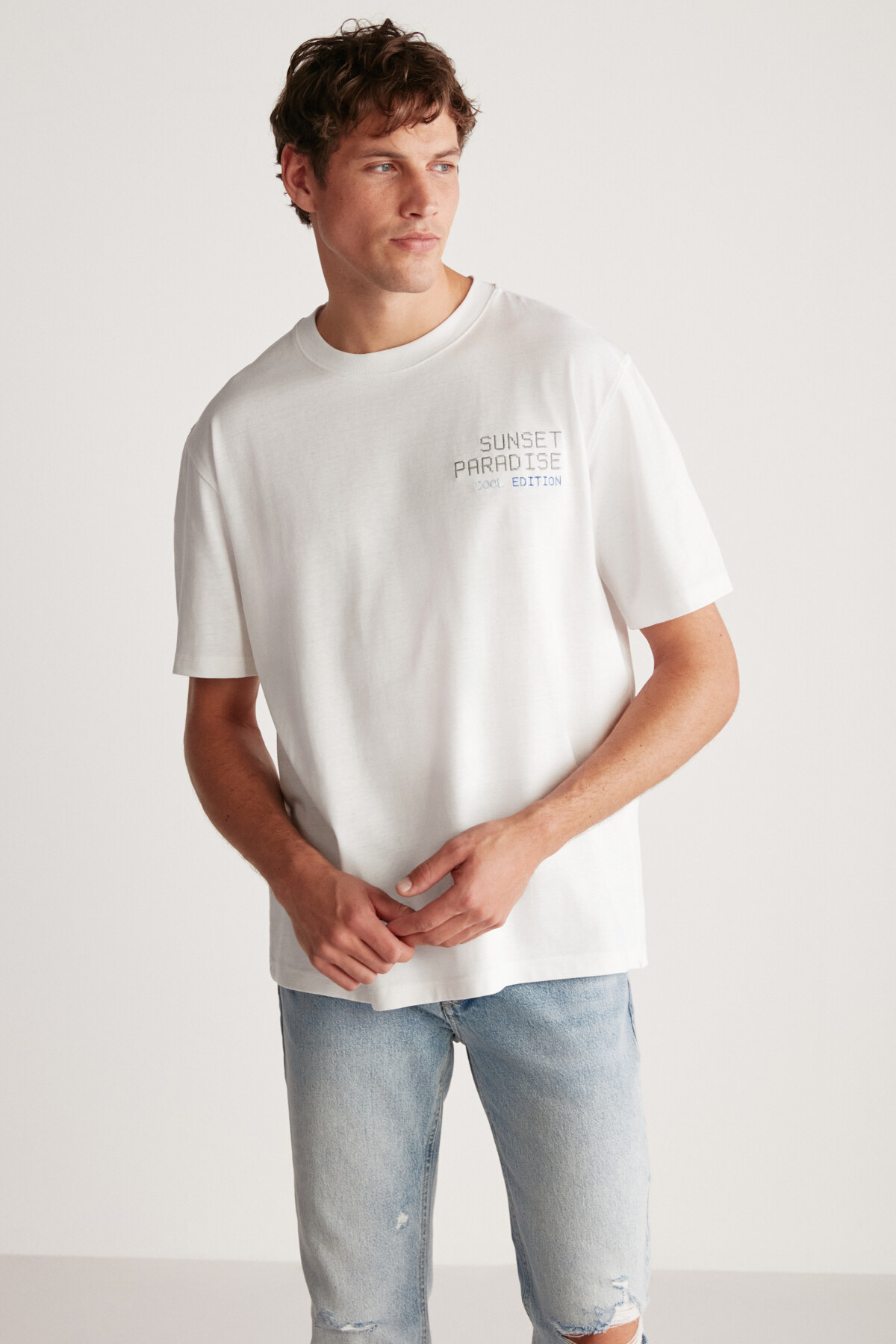 GRIMELANGE  Arnaldo Erkek Regular Beyaz T-shirt - Görsel 3