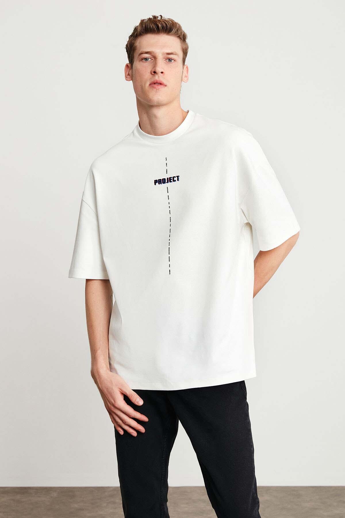 GRIMELANGE-Project Herren-T-Shirt aus 100 % Bio-Baumwolle, gestrickt, Rundhalsausschnitt, weiß 5