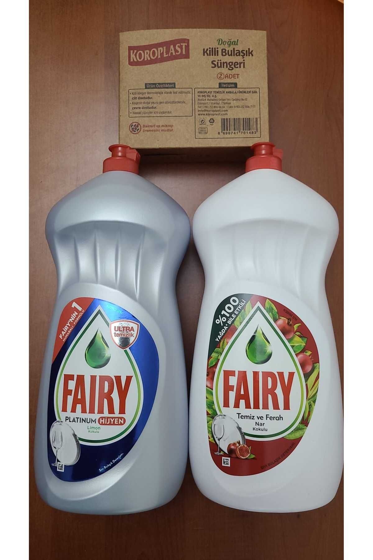 Fairy 2' li SET Platinum + Nar Sıvı Bulaşık Deterjanı 1500 ml + Koroplast 2' li Sünger