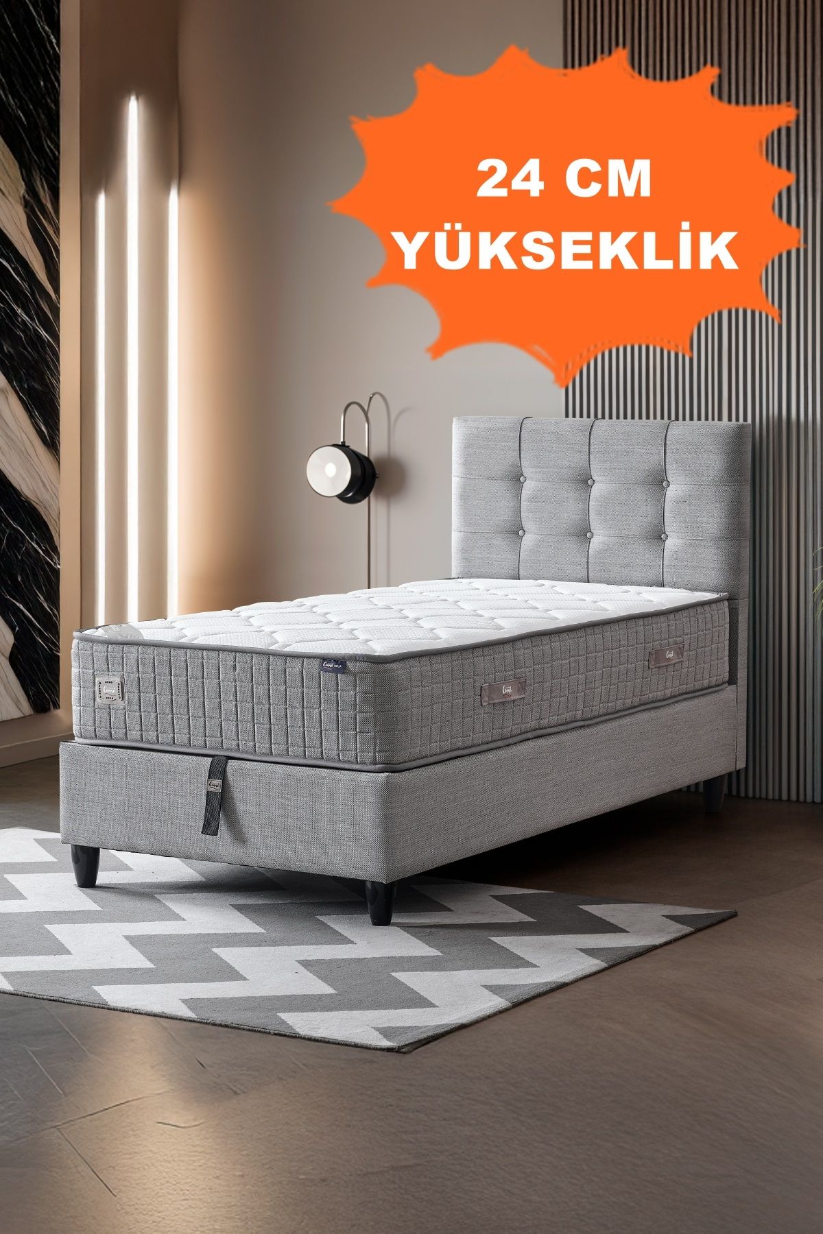 AEKA AE-7804-1 MİMOZA TEK KİŞİLİK YATAK ÖZEL PAKET YAYLI, FULL ORTOPEDİK, ANTİBAKTERİYEL KUMAŞ