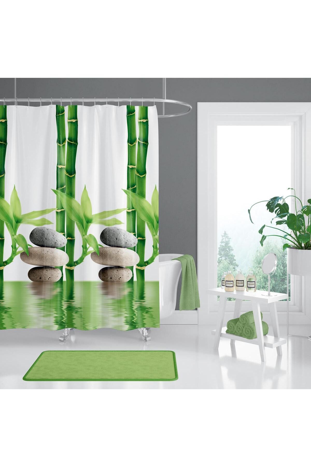 Zethome 1x240x200 Perdeau De Baie Cadou Inel Cu O Singură Aripă - Cabină De Duș 10056 - 240 x 200