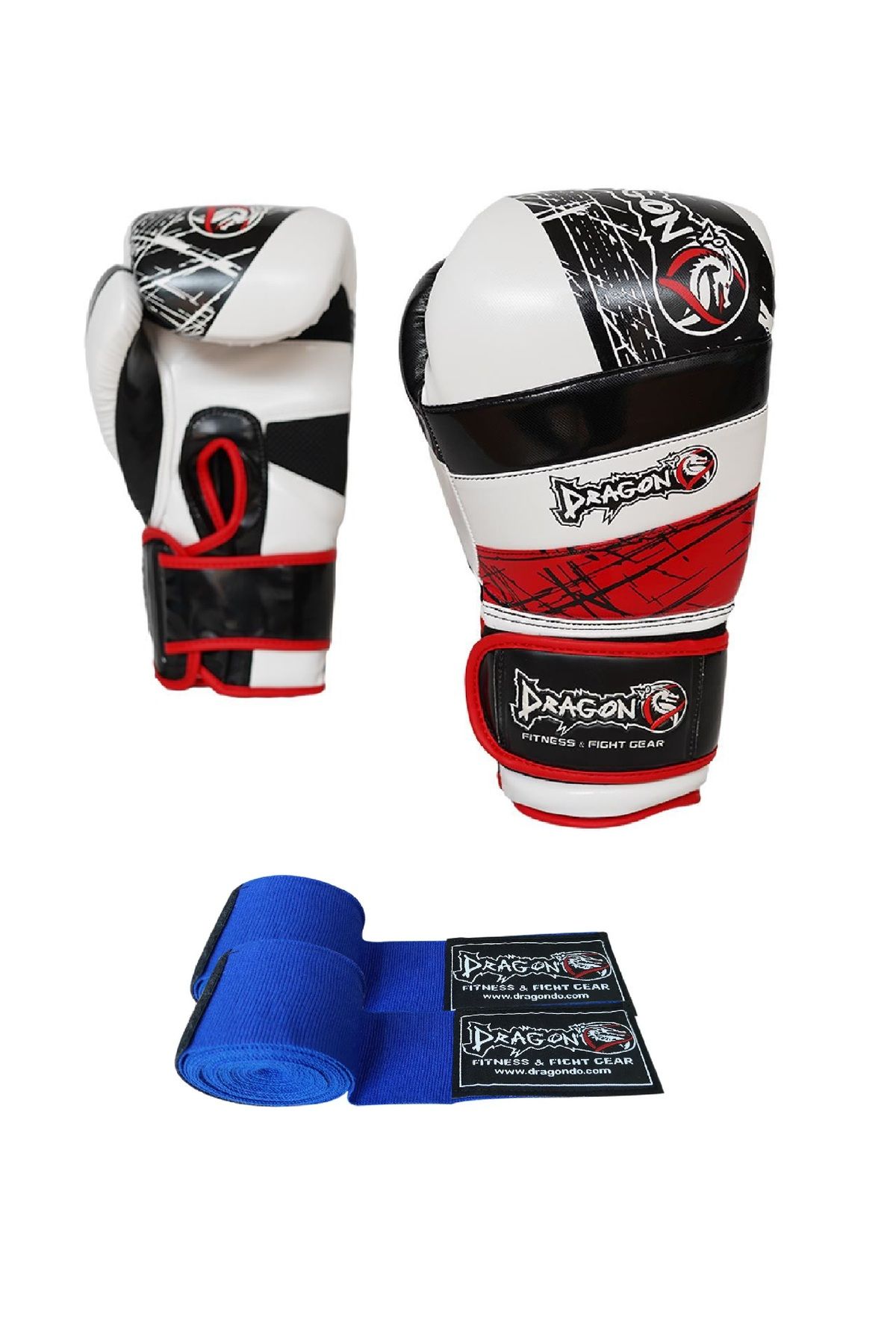 Dragondo Red Land Dayanıklı Performans Ürünü Muay Thai - Kick boks Eldiveni Mavi bandaj Giftoom Gloves