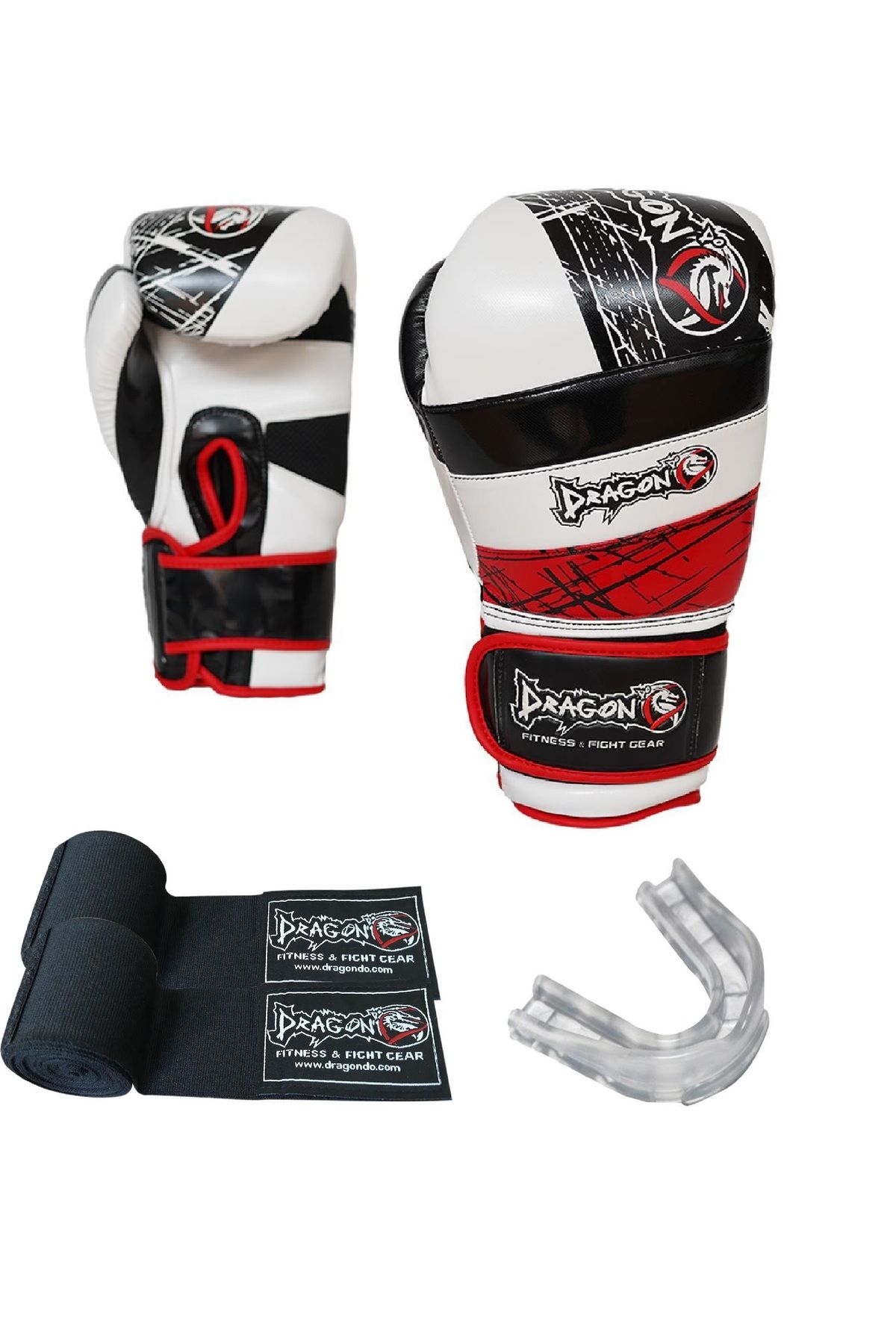 Dragondo Red Land Dayanıklı Performans Ürünü Boks Muay Thai - Kick boks Eldiven 3'lü set BLACK Giftoom Gloves