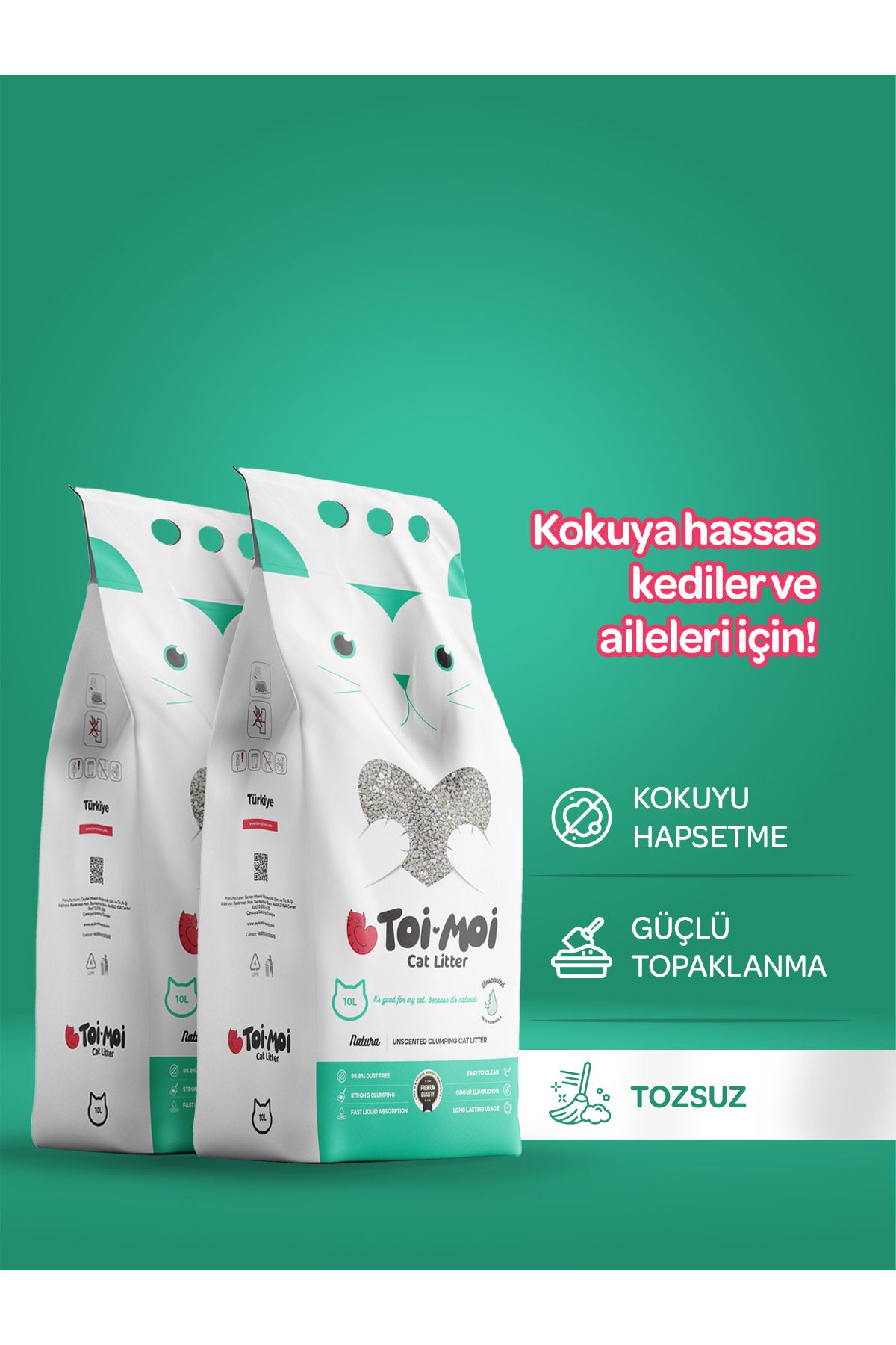 Toi Moi 20 Lt Kokusuz Sodyum Bentonit Kedi Kumu (2X10 LT)