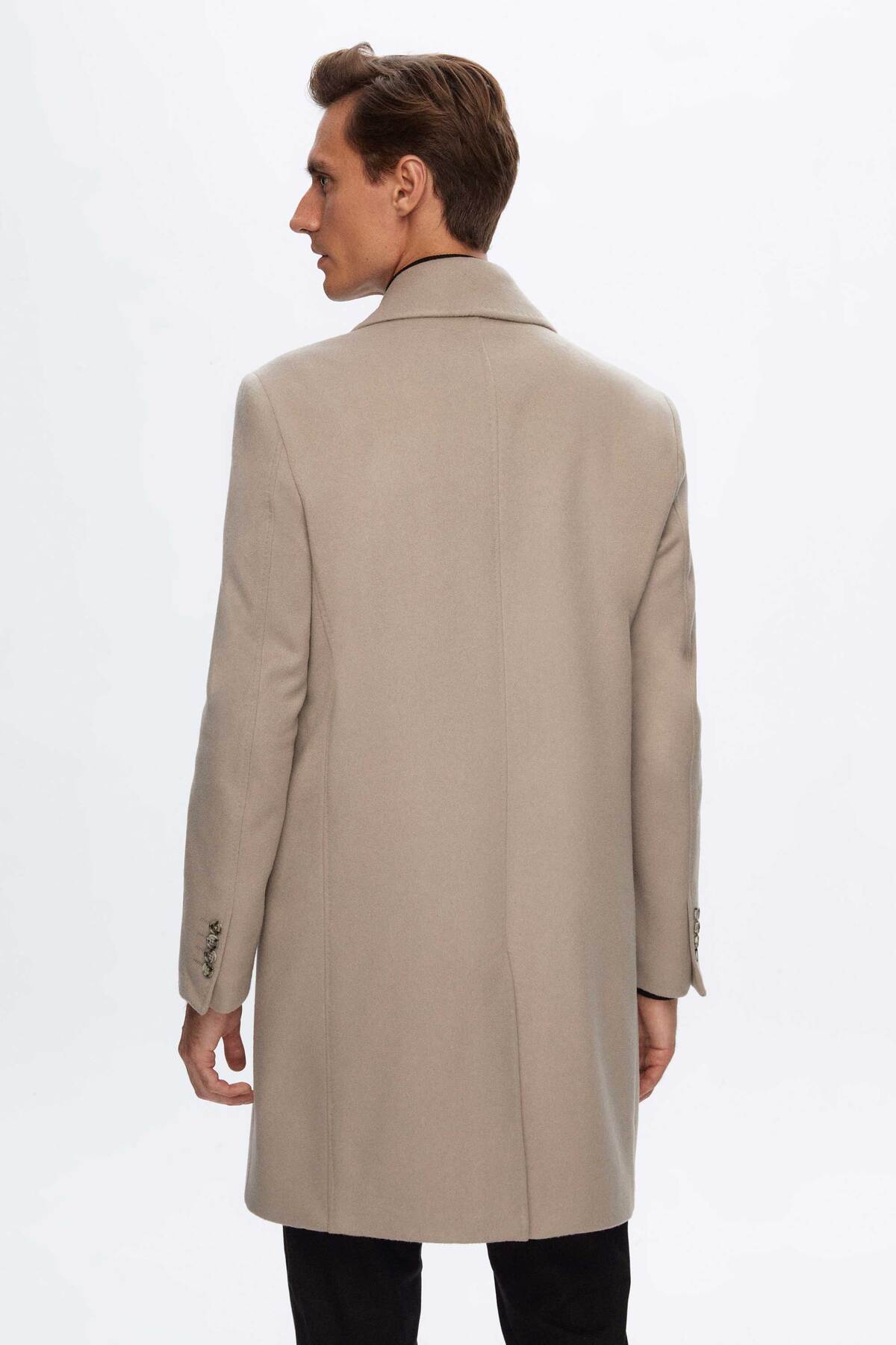 Damat Regular Fit Vizon Kaşmir-Yün Karışımlı Palto görsel 6