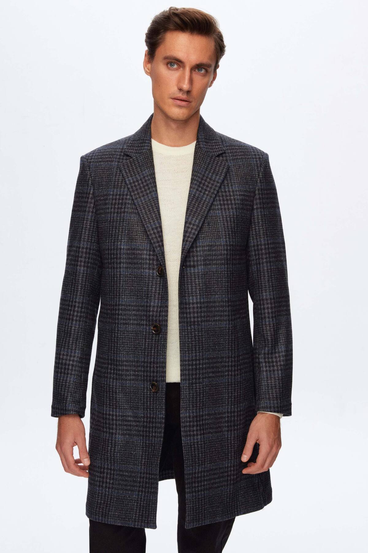 Damat Slim Fit Lacivert %100 Yün Palto — سرمهای 3DF08LP078139