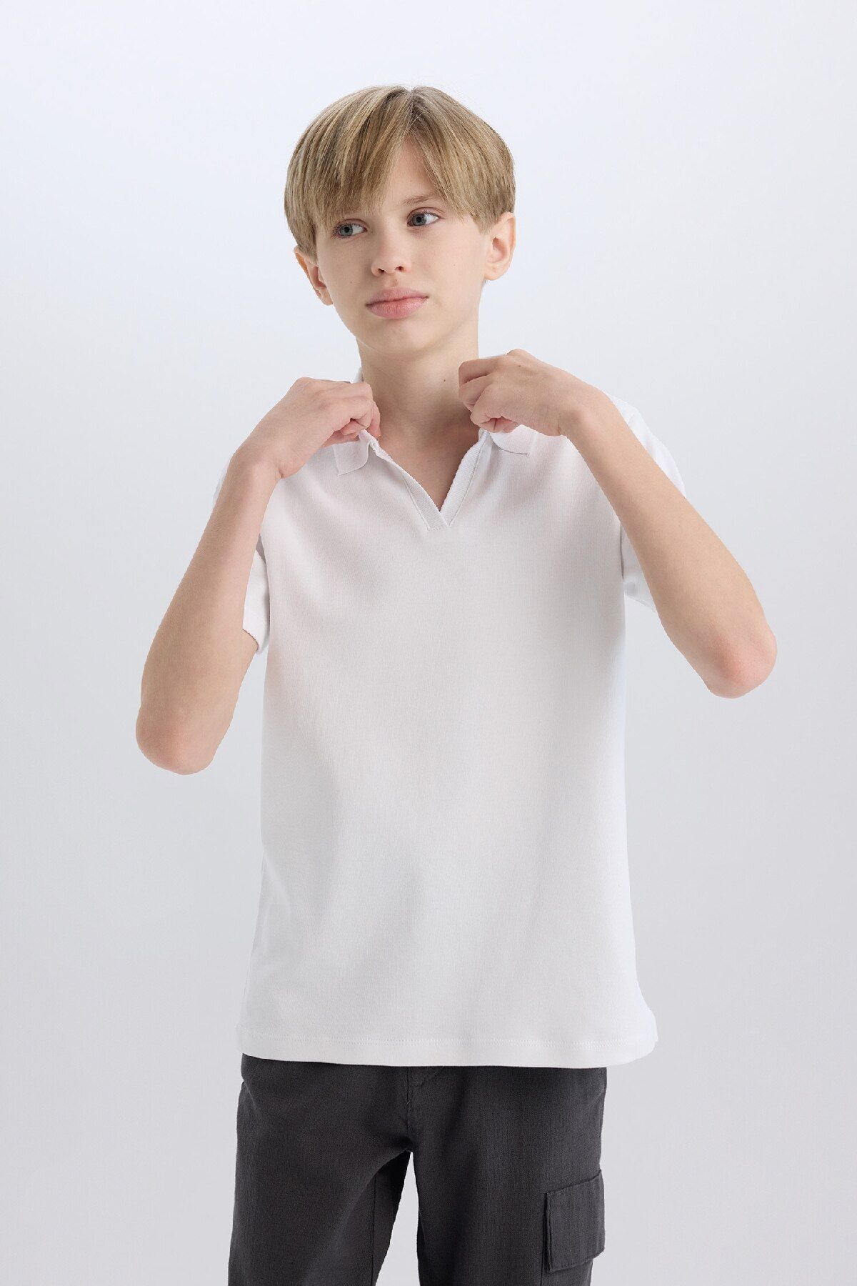 DeFacto-Boy's Apache Lapel Short Sleeve Polo T-Shirt D7755A825Sm 4