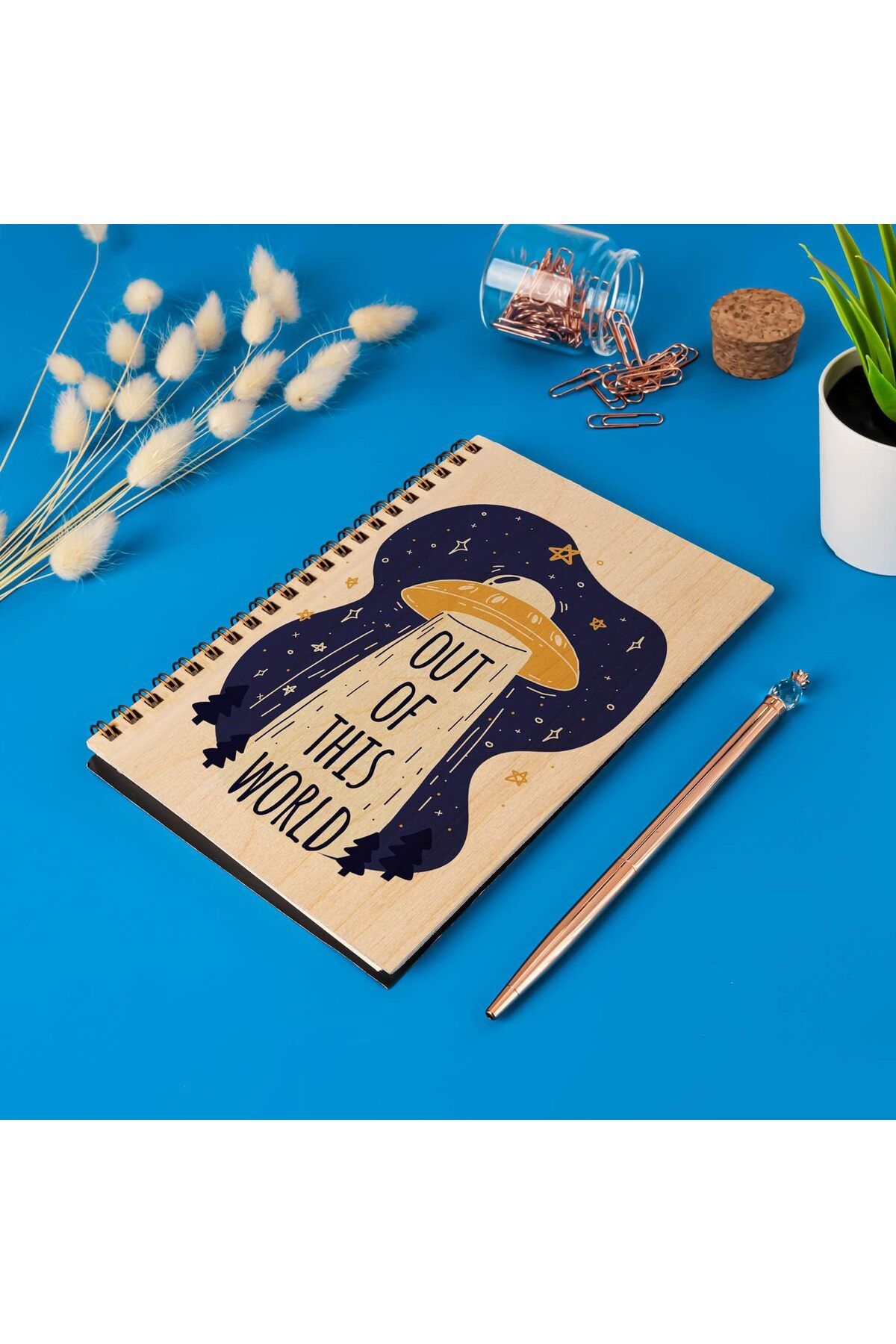 STOREMAX efshopx Of This World Tasarımlı Ahşap Kapaklı Defter New Desing 1002192