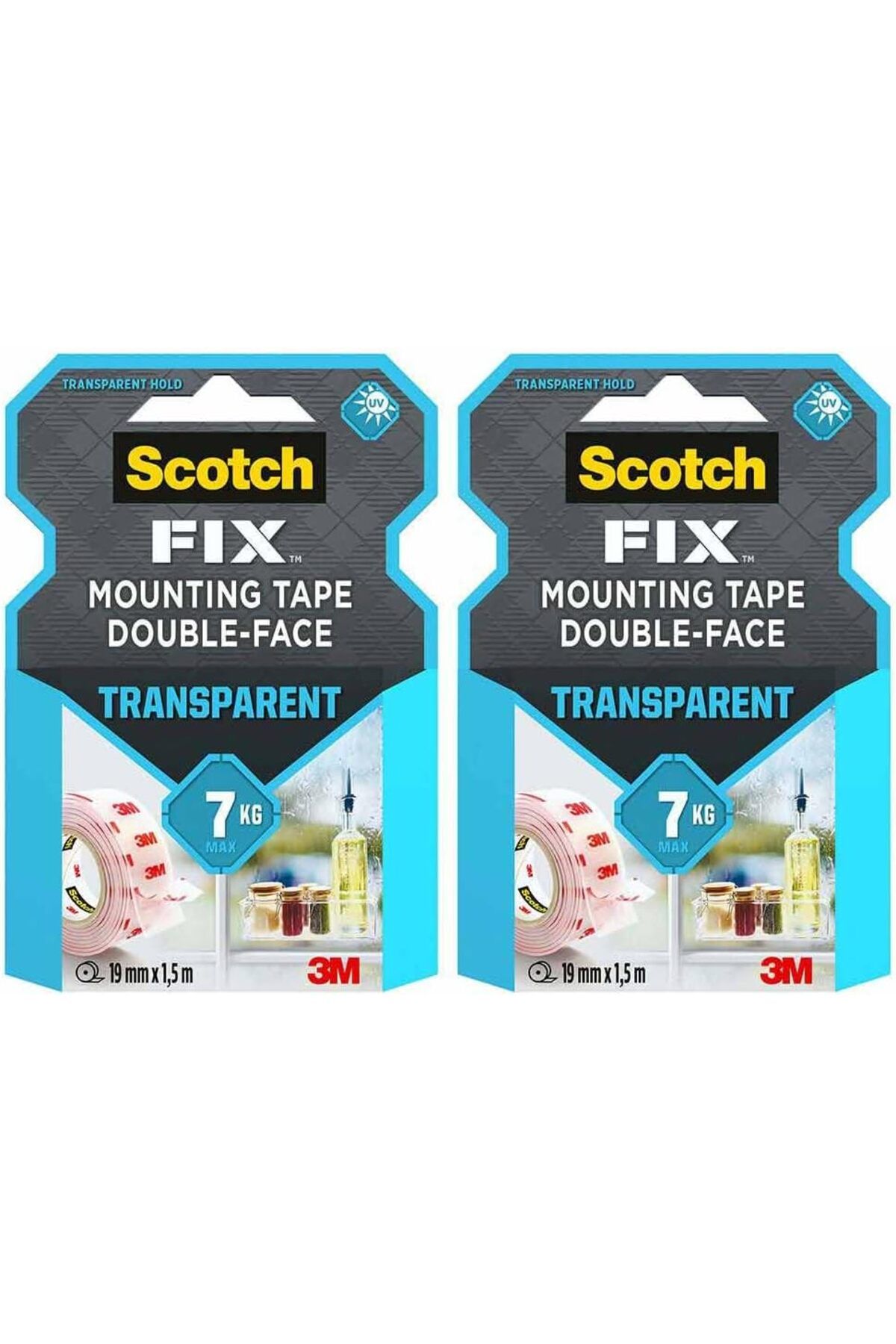 STOREMAX efshopx Scotch Şeffaf Montaj Bandı 19Mm X 1,5M, 2X New Desing 1002192