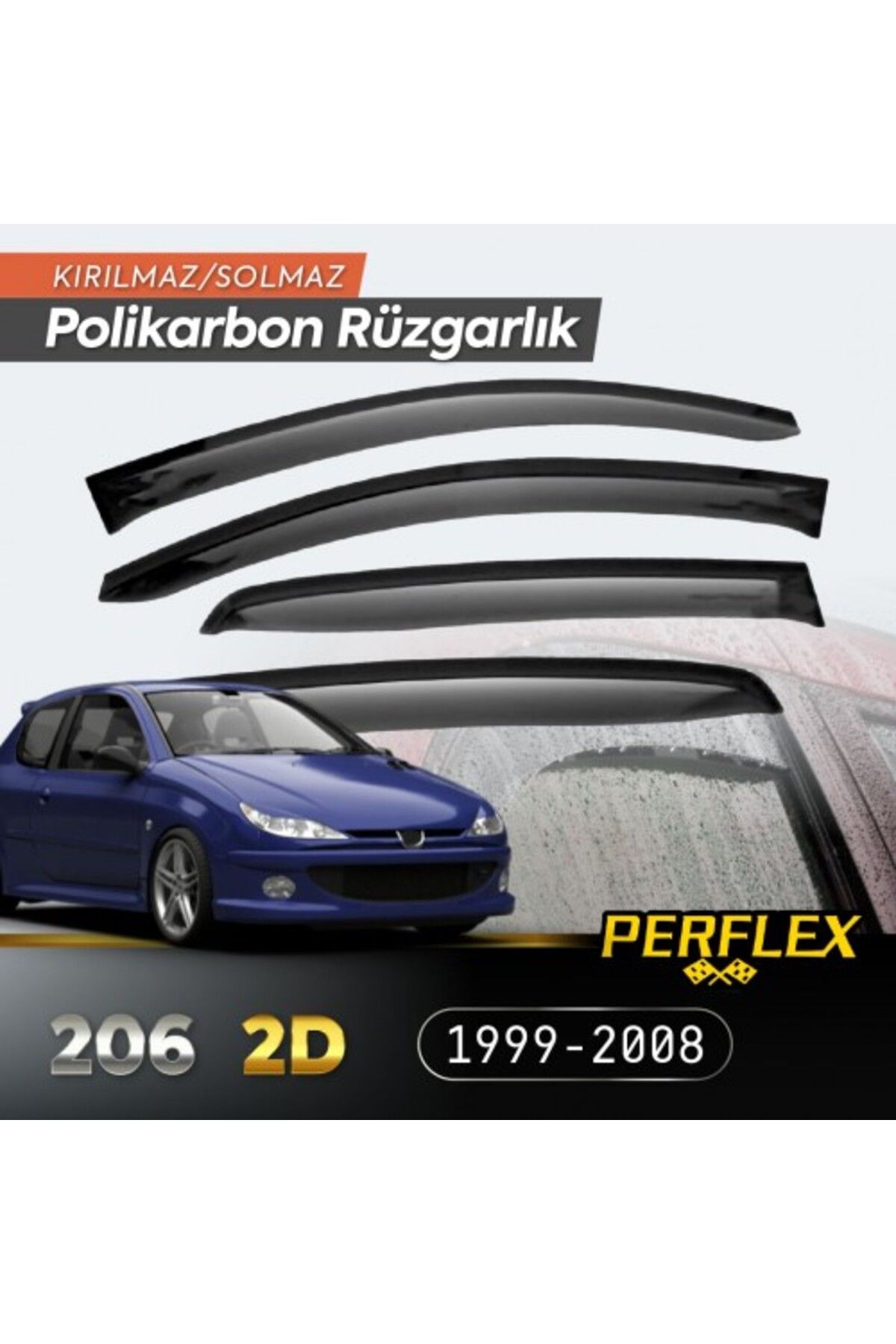 Store Peugeot 206 2D (Tek Kapı) 1999-2008 Cam Rüzgarlığı V2 Düz