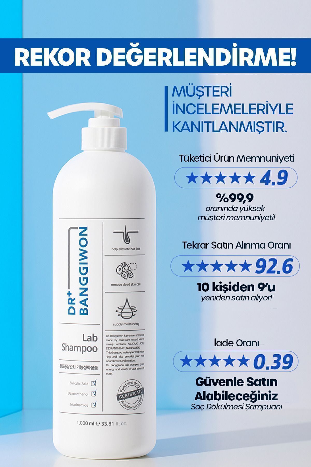 DR BANGGIWON Lab Dökülme Karşıtı Bakım Şampuanı Saç Uzamasını Destekleyen 17 Tip Amino Asit Molekül İçeriği-5