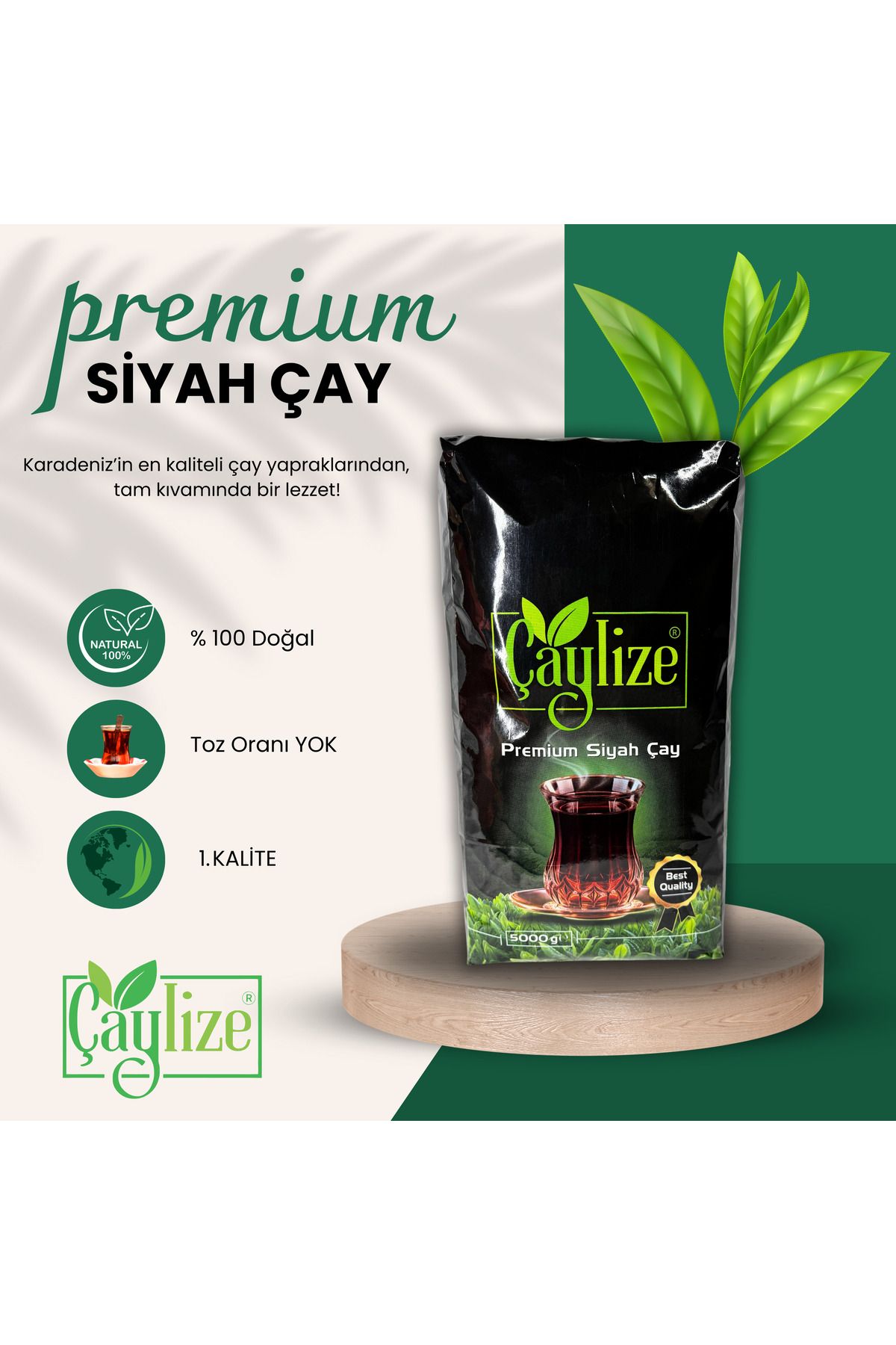 ÇAYLİZE doğadan size ÇAYLİZE PREMİUM DÖKME SİYAH ÇAY 5 KG.