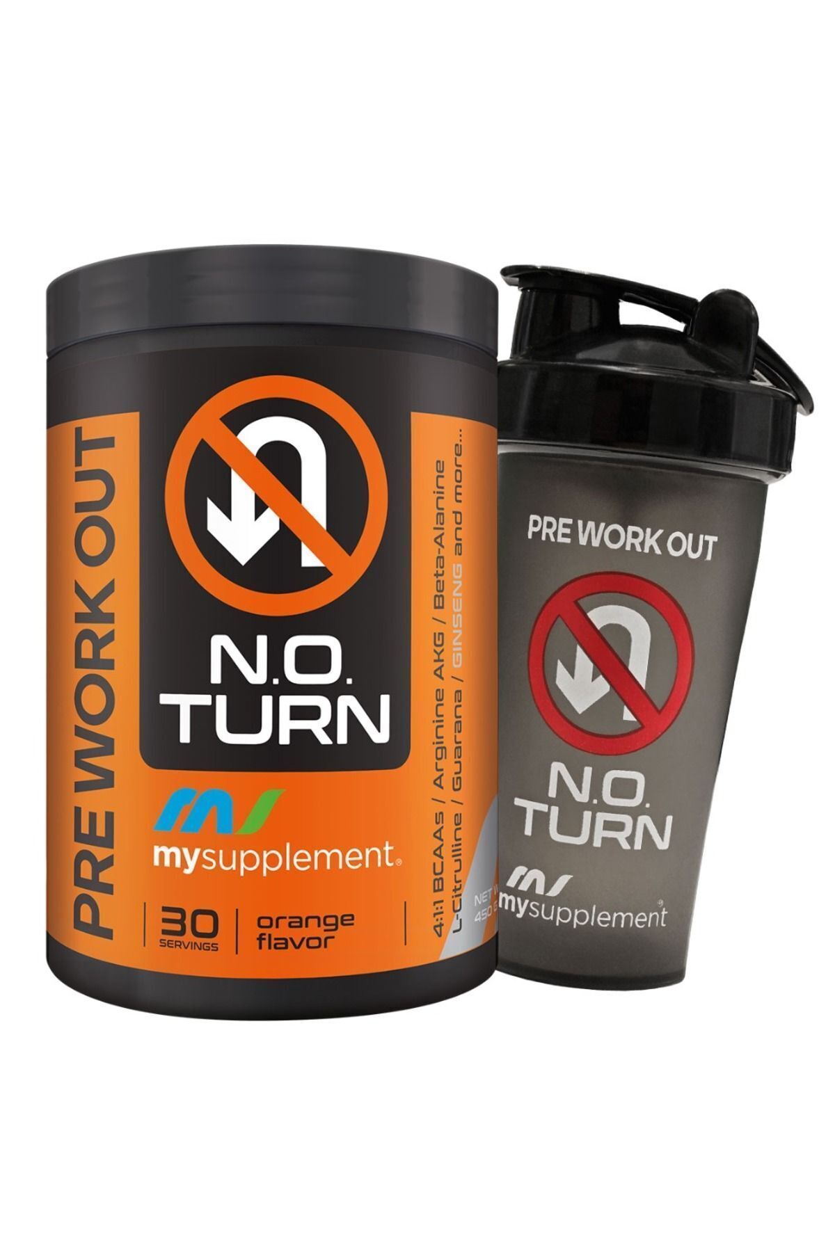 PreWorkout No Turn  Portakal Aromalı  450g 30 Servis Preworkout  Shaker Hediyeli