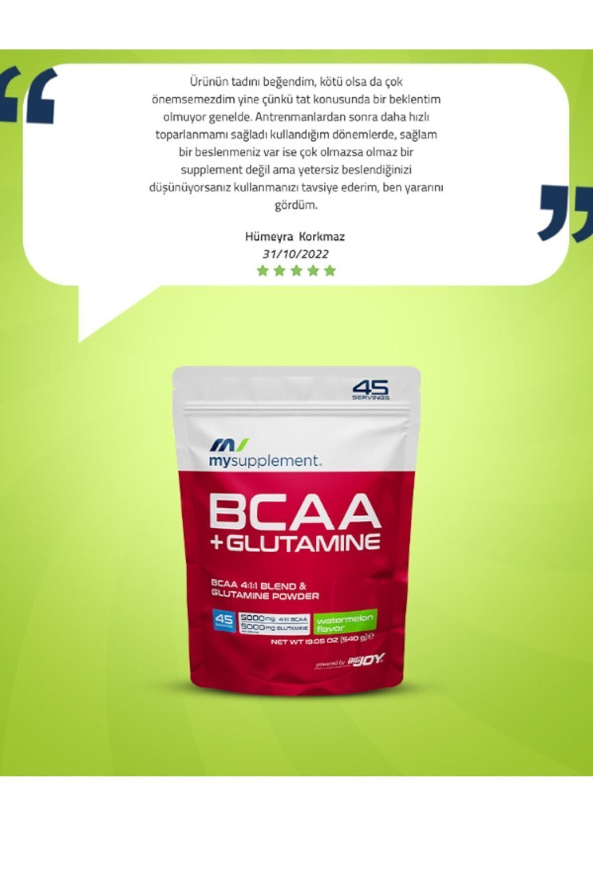 Mysupplement Bcaa Glutamine Karpuz Aromalı - 45 Servis - 540 gr - Amino Asit - Shaker Hediyeli-5