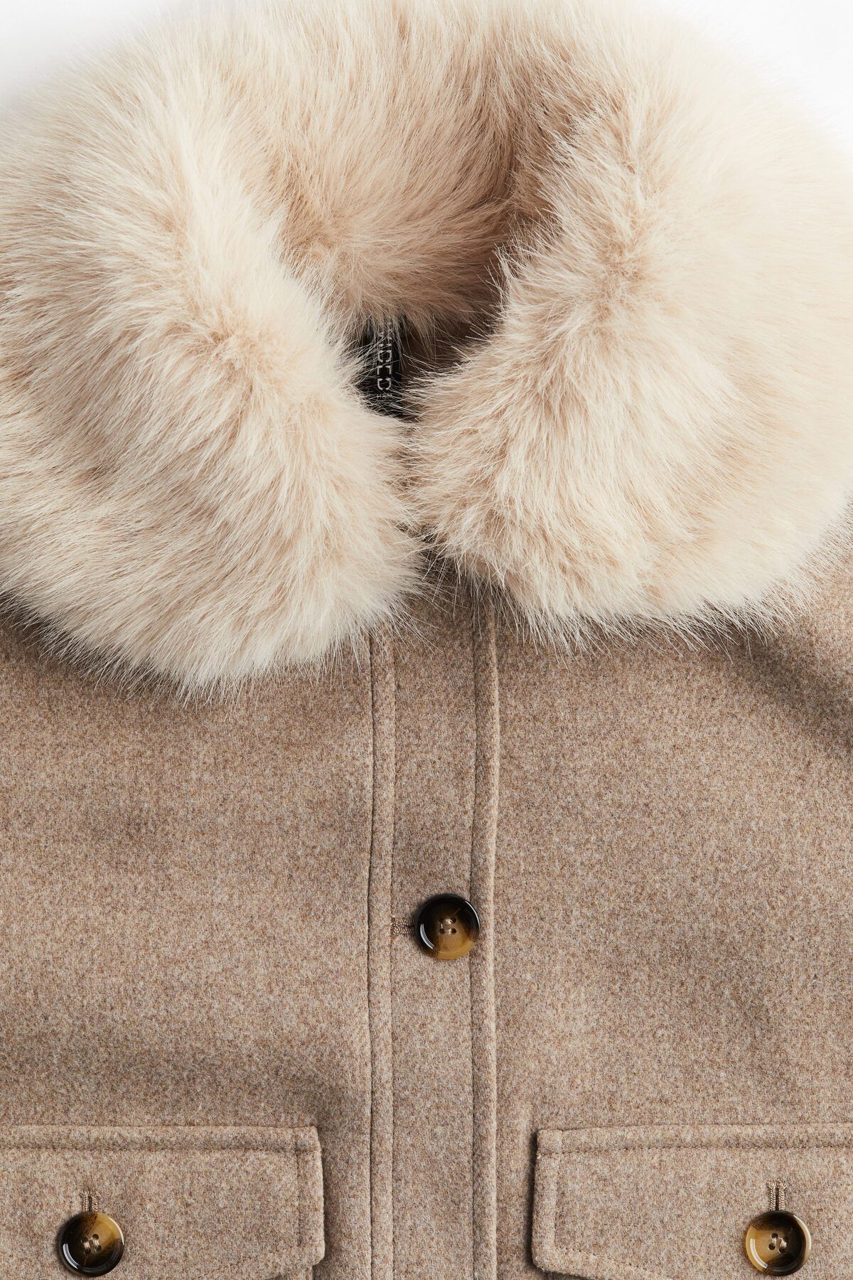 پالتو نود مردانه ژاکت گاباردین با یقه مودار کرکی H M H&M