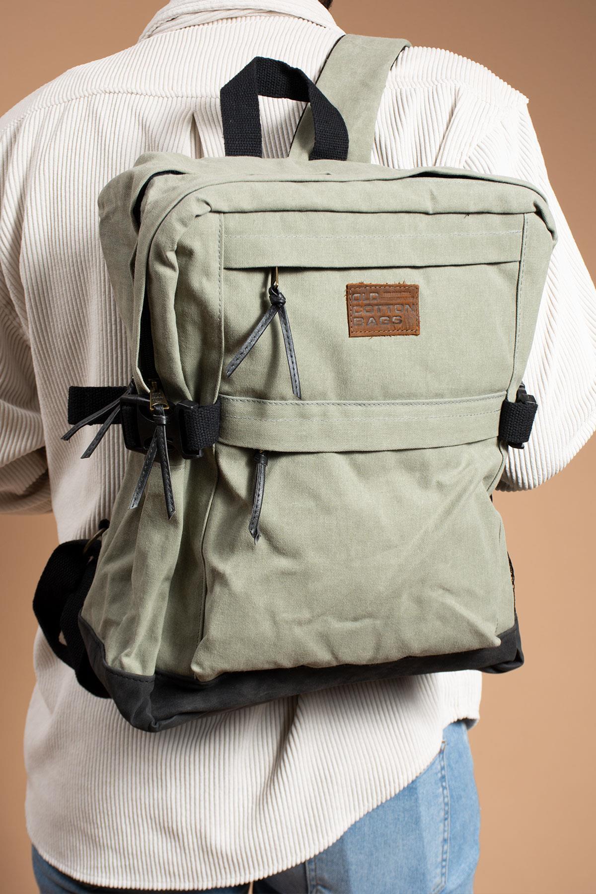 Old Cotton Kullanışlı Seyahat Ve Taşıma çantası Vintage Kanvas Yan Cepli Su kapağı Unisex Sırt çantası fotoğrafı 2 (önizleme)