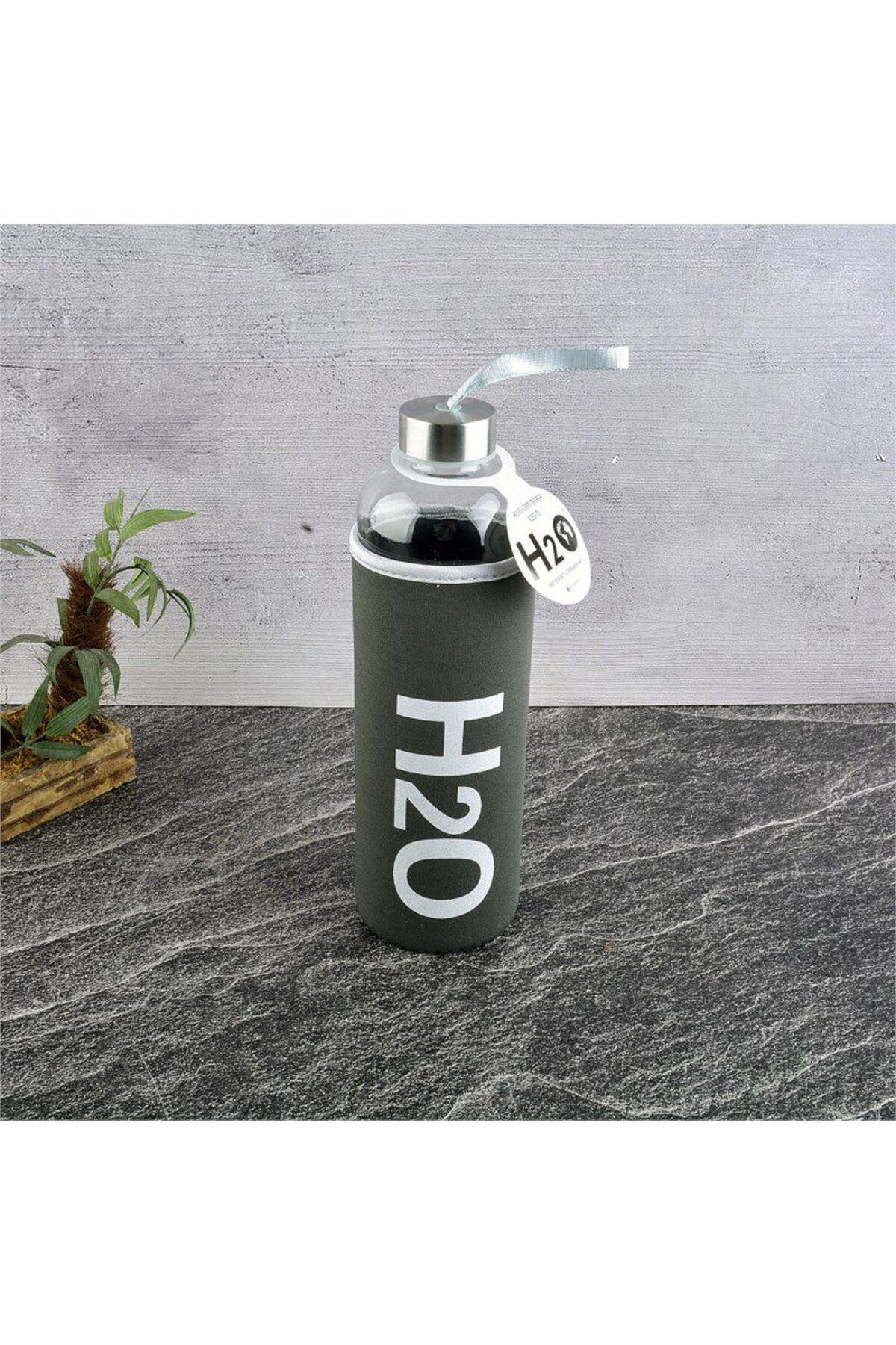 Vetrilexhome-H2O Written Stylish Glass Water Bottle with Case - 600 ml Capacity, Hygienic and Durable 3