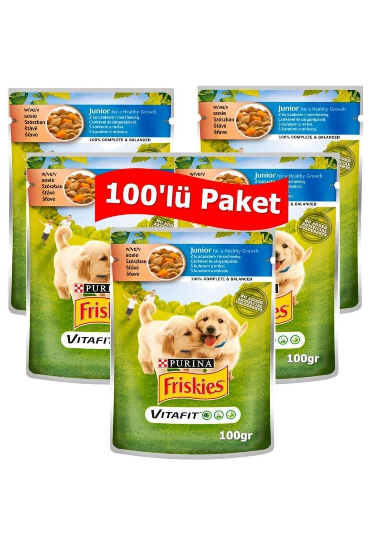 Friskies Junior Tavuklu ve Havuçlu Yavru Yaş Köpek Maması 100 gr*100 Adet