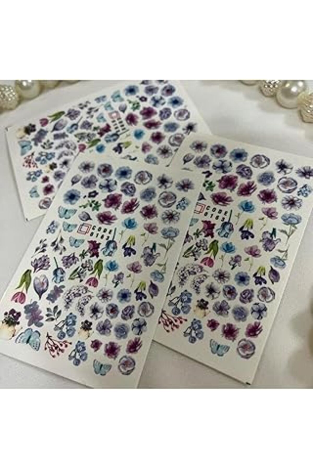 Mustore Mor Gül Desenli Tırnak Dövmesi Tırnak Tattoo Nail Art Tırnak Sticker ScaNM211