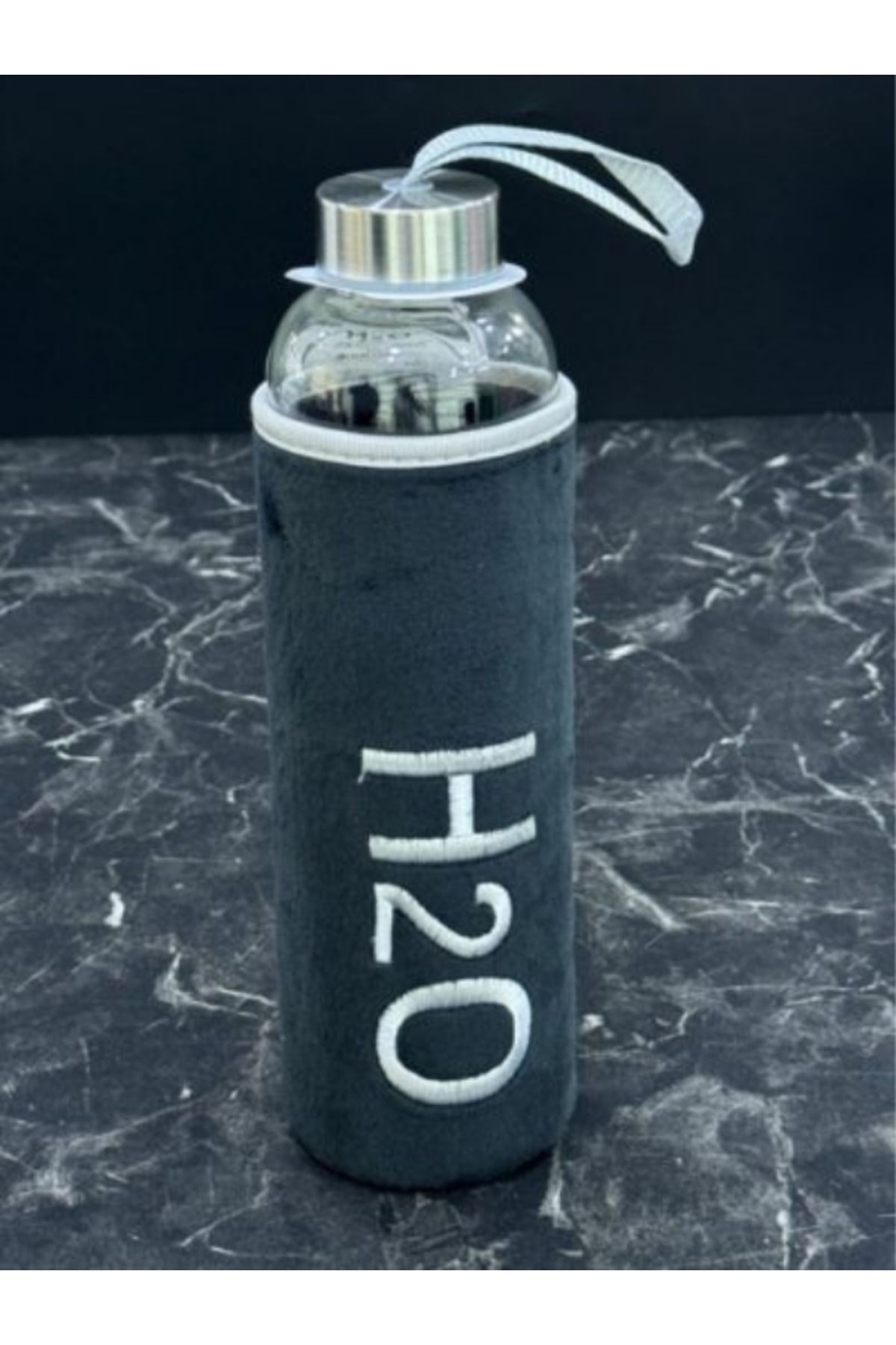 Vetrilexhome-H2O Written Stylish Glass Water Bottle with Case - 600 ml Capacity, Hygienic and Durable 5