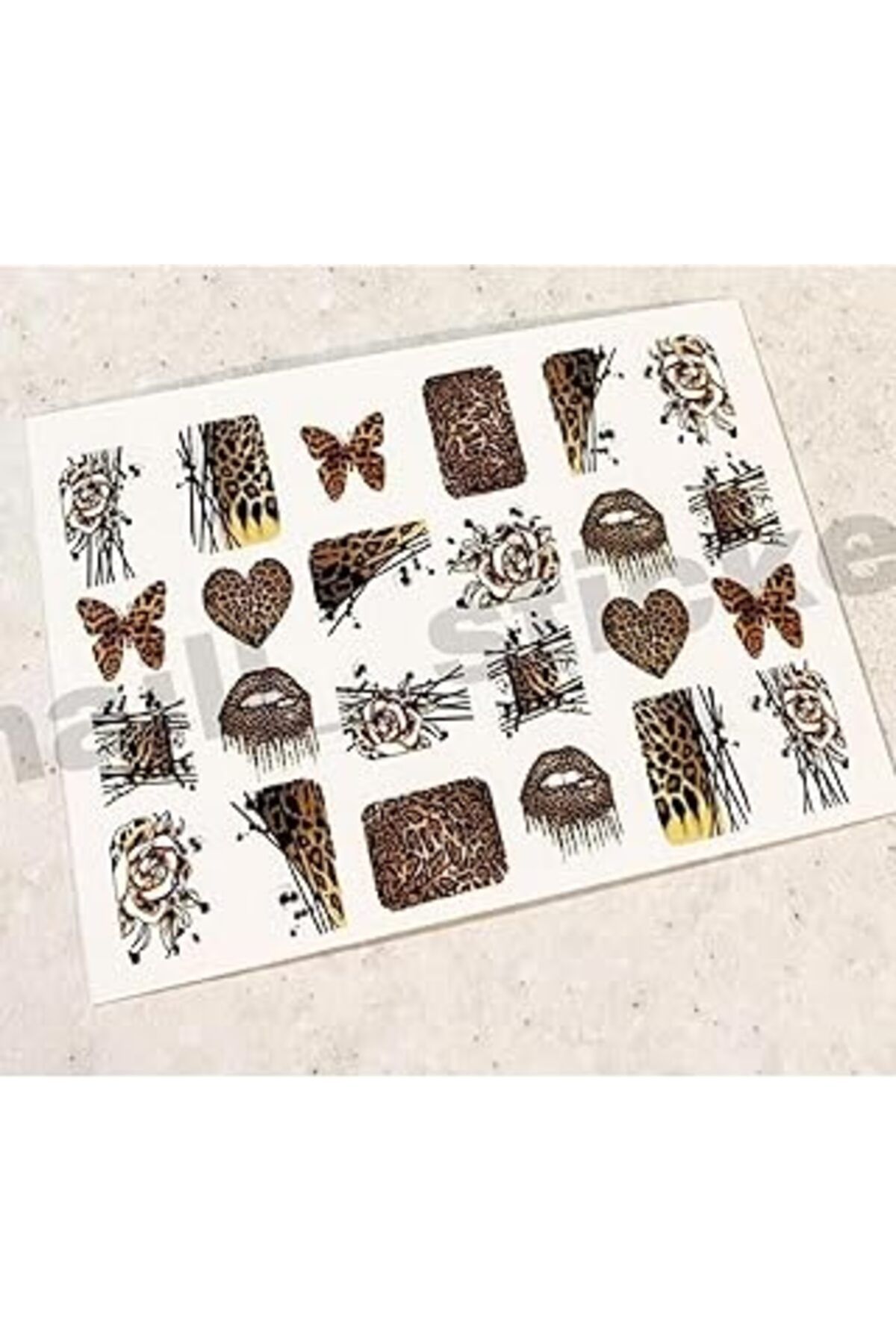 Cepahir Leopar Desenli Tırnak Dövmesi Tırnak Tattoo Nail Art Tırnak Sticker Scanm215