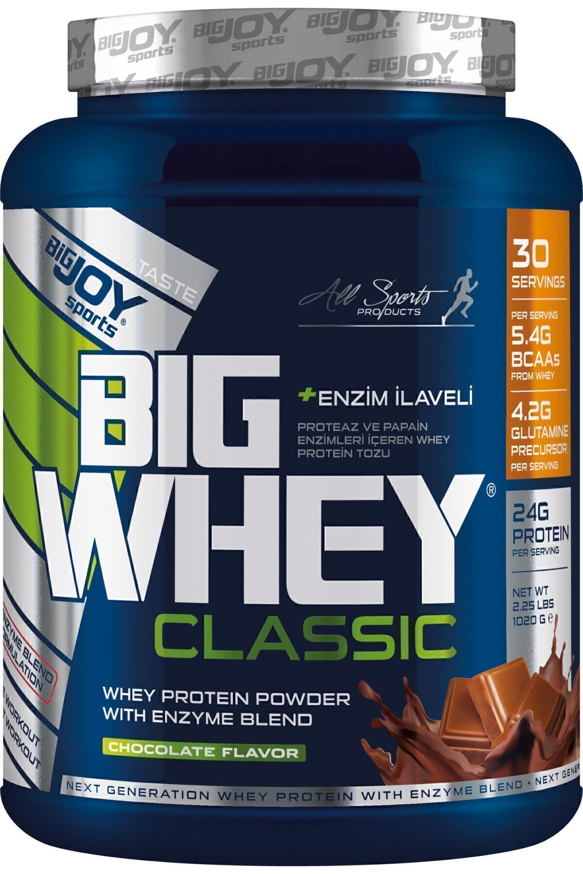 Bigjoy Sports Big Whey Classic Çikolata Aromalı Protein Tozu 30 Servis 1020gr Whey Protein Sindirim Enzimi Ilaveli-5