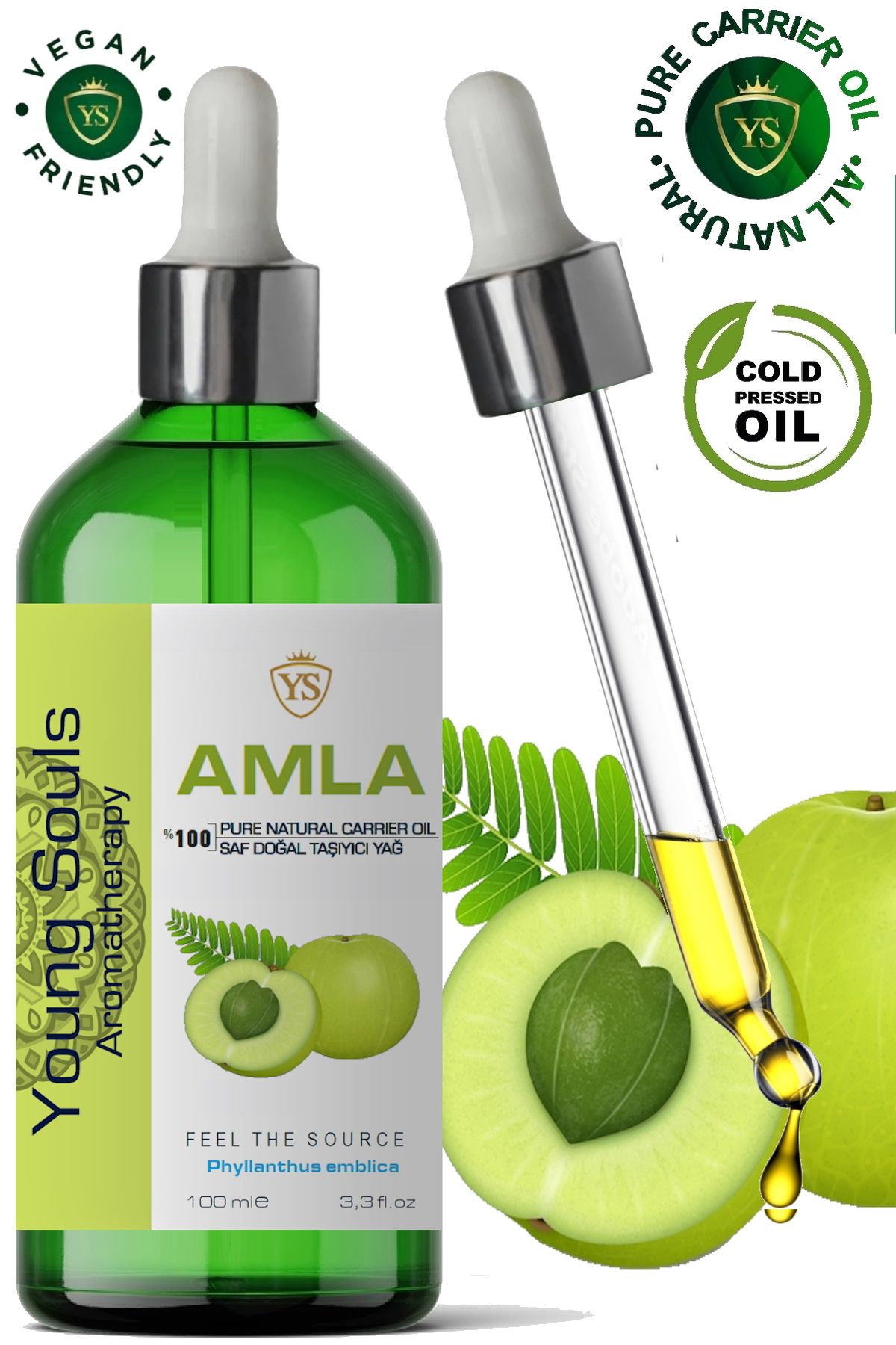 YOUNG SOULS Aromatherapy Amla Carrier Oil ( Cold Pressed ) Amla Taşıyıcı Yağ ( Soğuk Sıkım ) 100 Ml