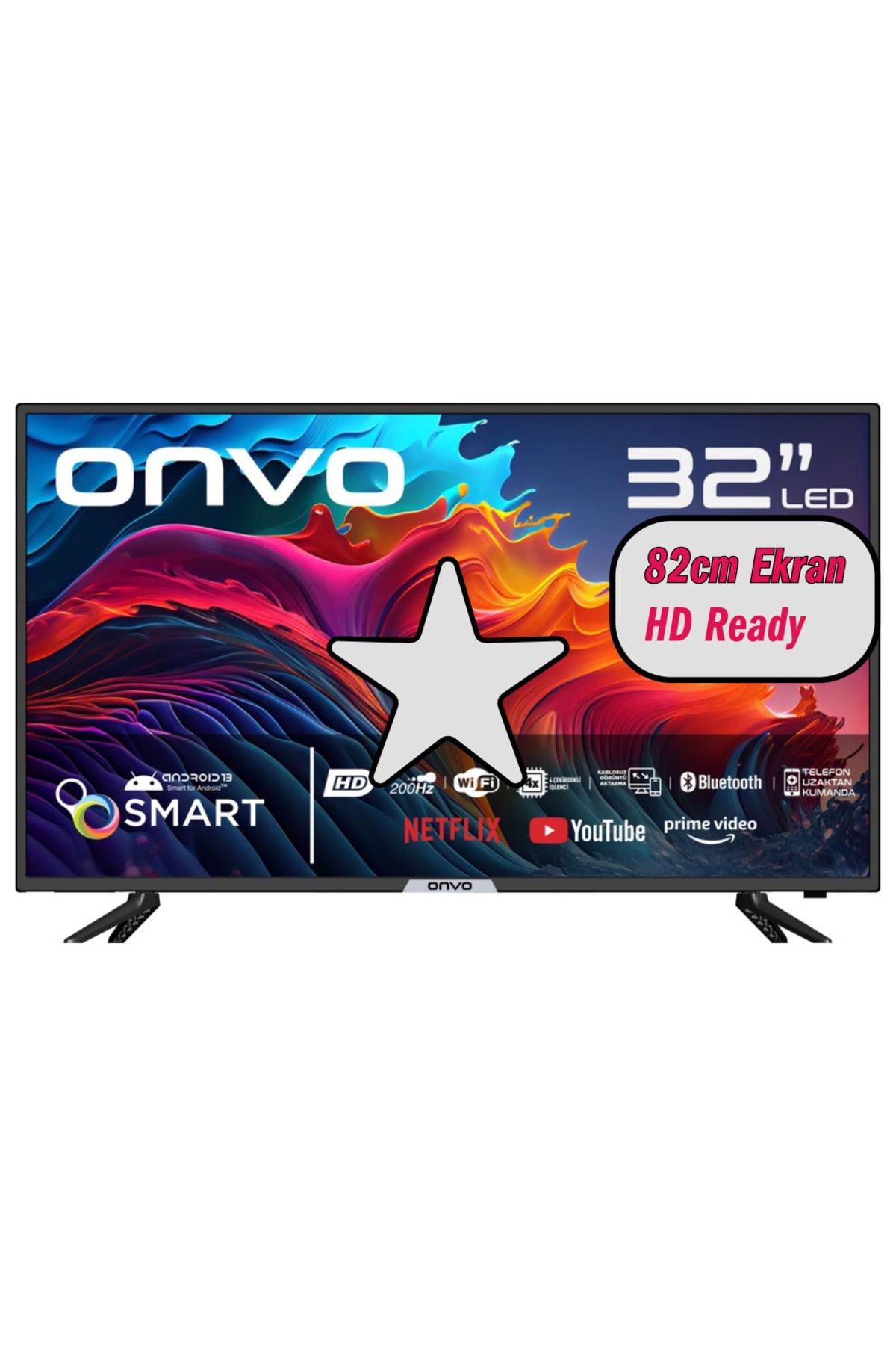 ONVO 82 Ekran Uydu Alıcılı  Hd Ready Android Smart Led Tv 82cm Ekran