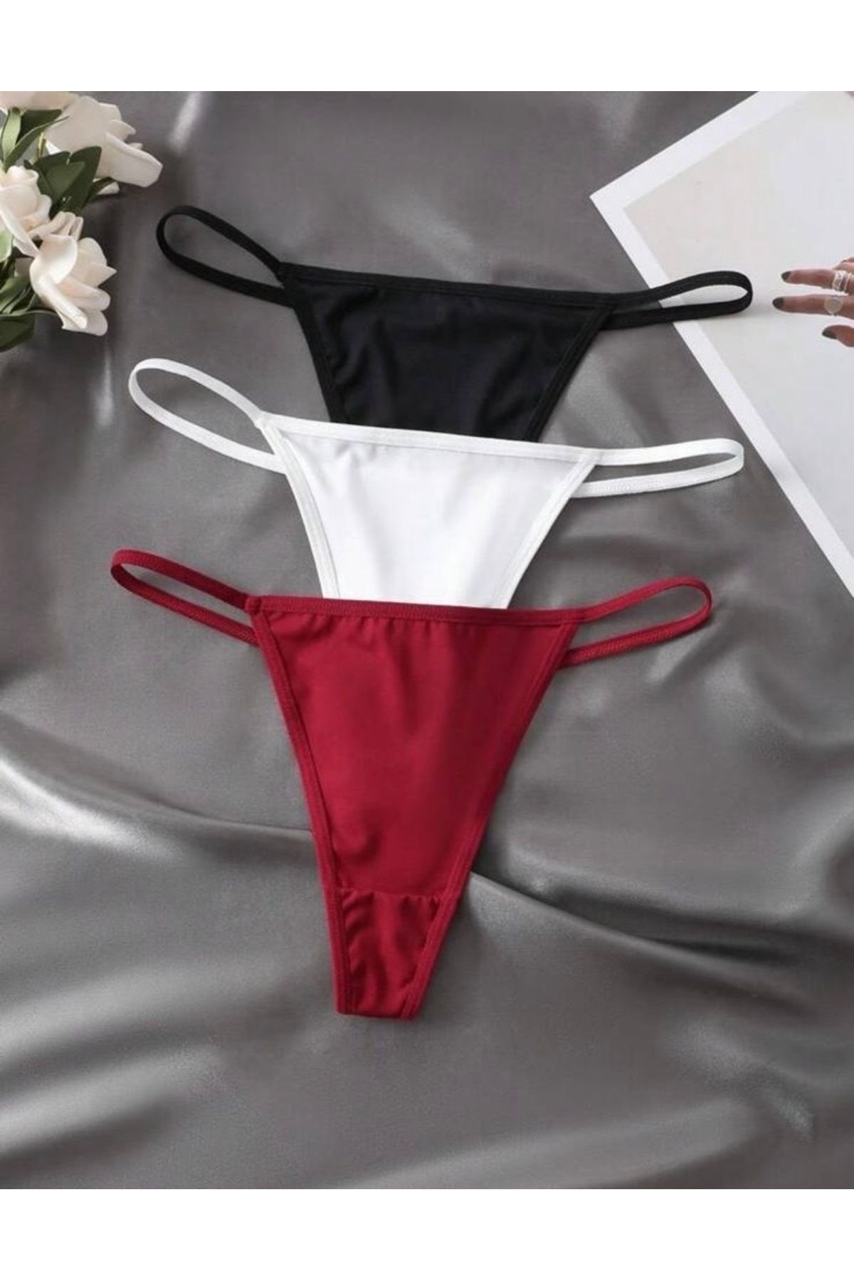 Kadın 3 Lü Paket Esnek Seksi String Külot