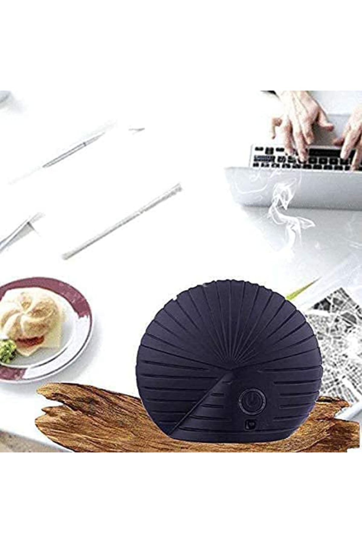 Generic-Portable Rechargeable Electric Incense Burner with Mini USB Port, Seashell Design, Black 2