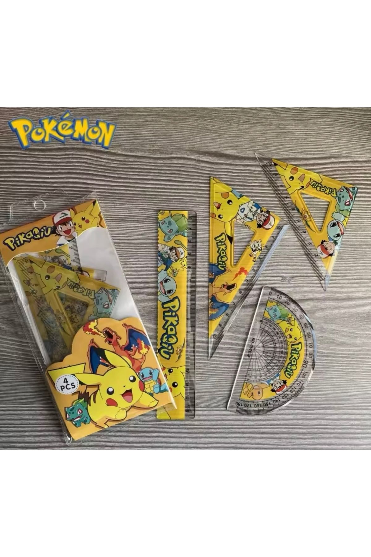 Happystore-4 قطع بوكيمون بيكاتشو مسطرة قرطاسية 4