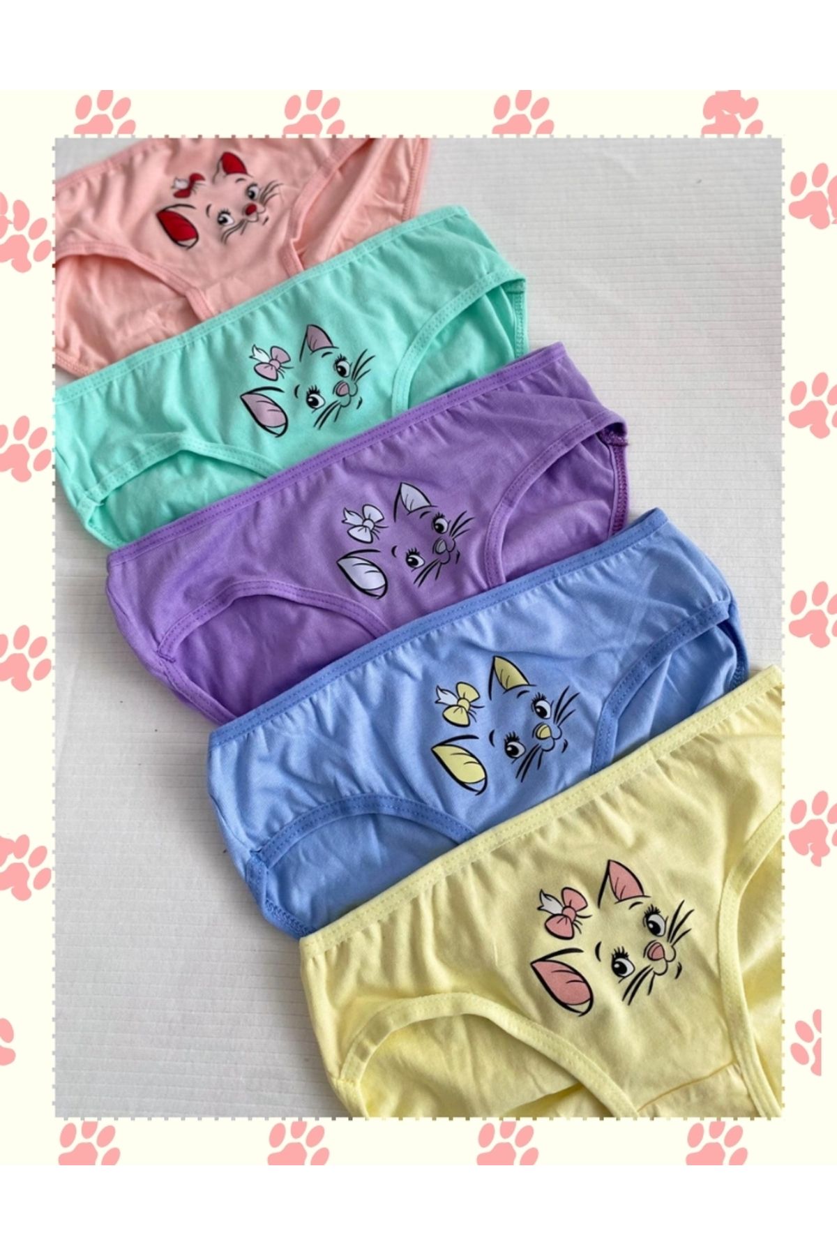 ALYA UNDERWEAR-Cat Printed Cotton Girls' Panties, Colorful Slip Panties 4