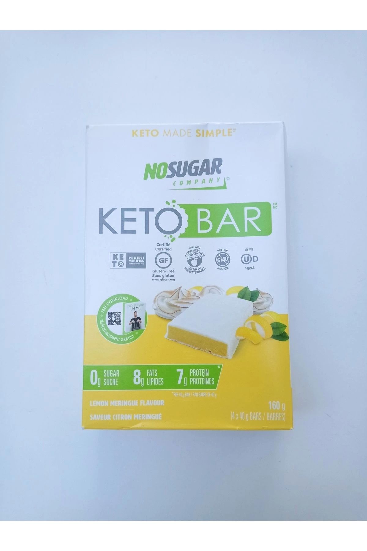 Keto No Sugar Company Keto Bar Lemon Merıngue Flavour 4x40g Bars 160 gr