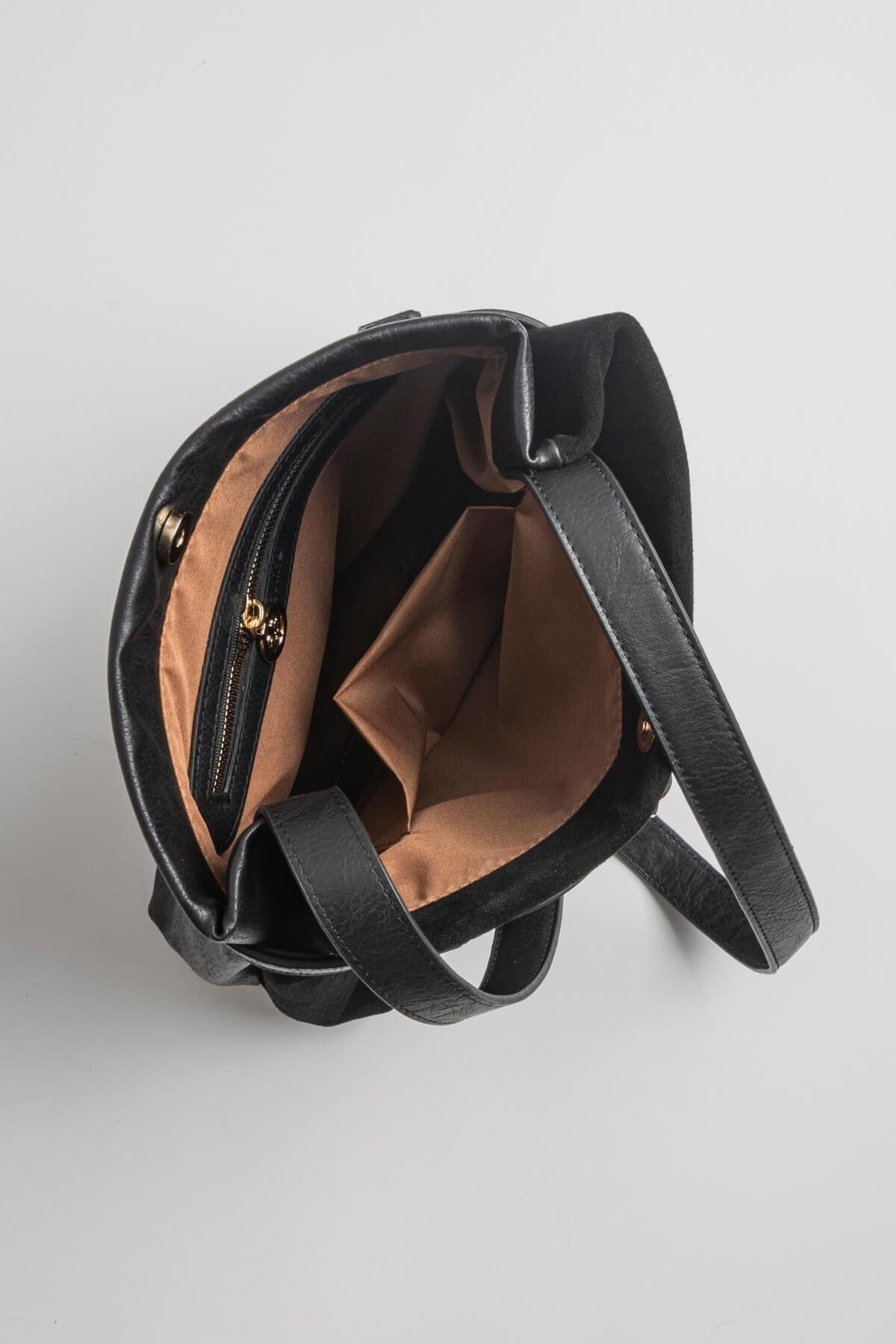 Jacquline-Black Kolios Women's Genuine Nubuck Leather Shoulder Bag 4
