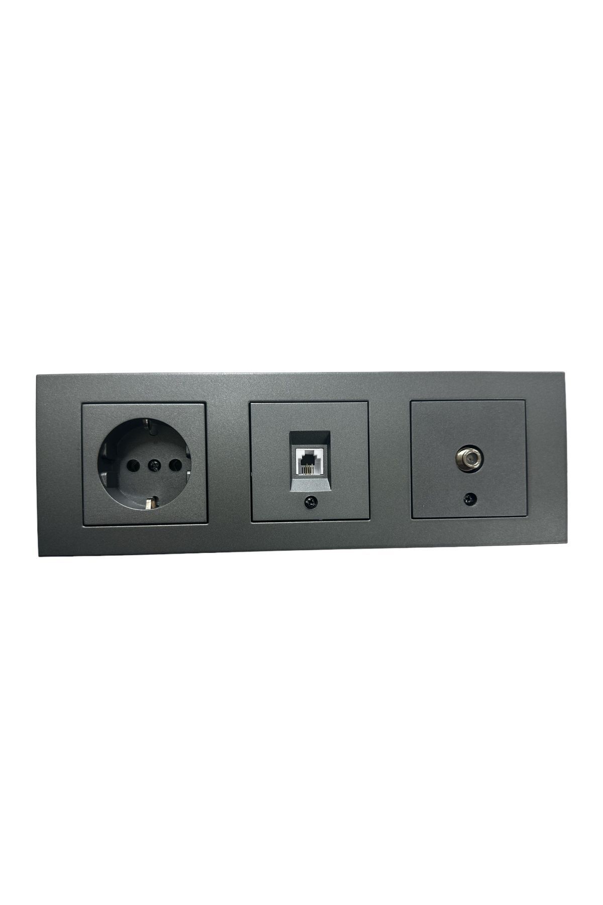 ga gözde aydınlatma-OVİVO GRANO SMOKED TRIPLE SET SOILED SOCKET+NUMERIS+TV SOCKET+TRIPLE FRAME 1