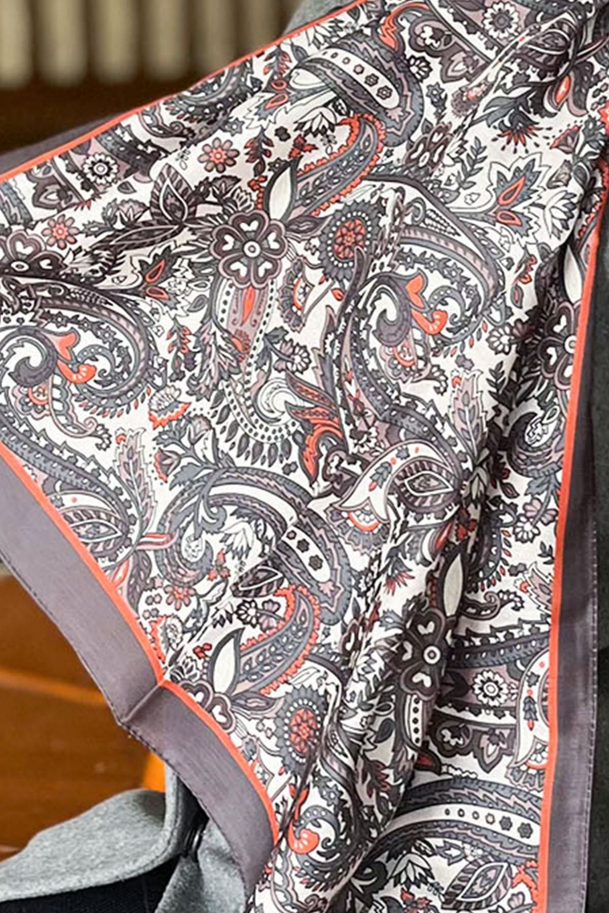 Sultan-Soft Cotton Shawl - Ethnic Pattern - Slt1026-06 - Mink, Tile 4