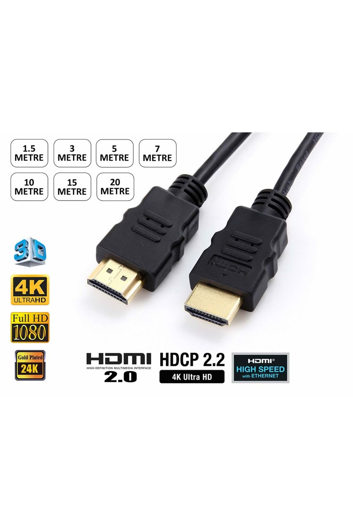 OPAX 10 Metre HDMI 3D + 4K UHD Erkek / Erkek Altın Uç Kablo