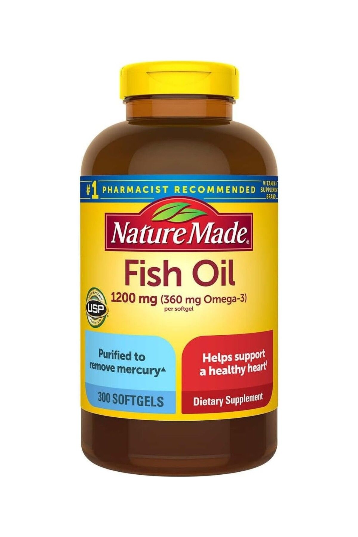 Nature Made Fish Oil 1200mg Omega-3 300 Softgels