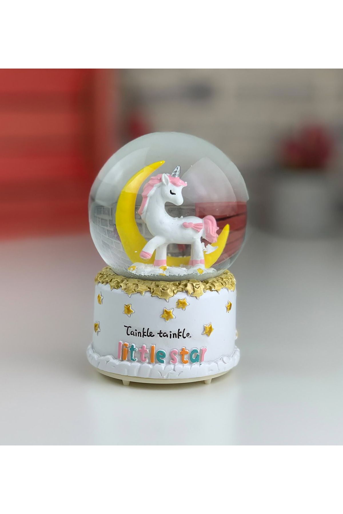 NEZADE STORE Unicorn Kar Küresi Orta Boy Sarı Ay