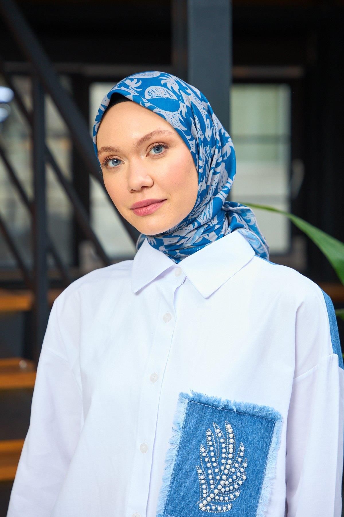 İpekhan-Esarfa Soft Harmony Collection - Albastru Gri 1182-15 1