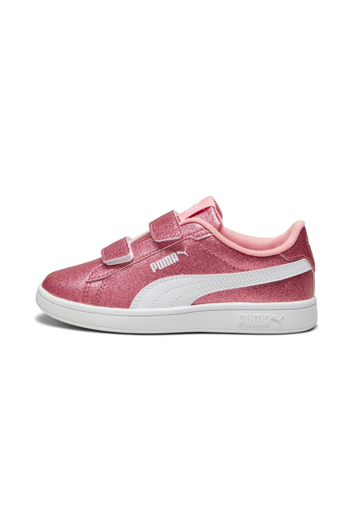 Puma-Smash 3.0 Glitz Glam V Ps Dziewczęce trampki Rozmiar 28-35 Biało-Różowe 2