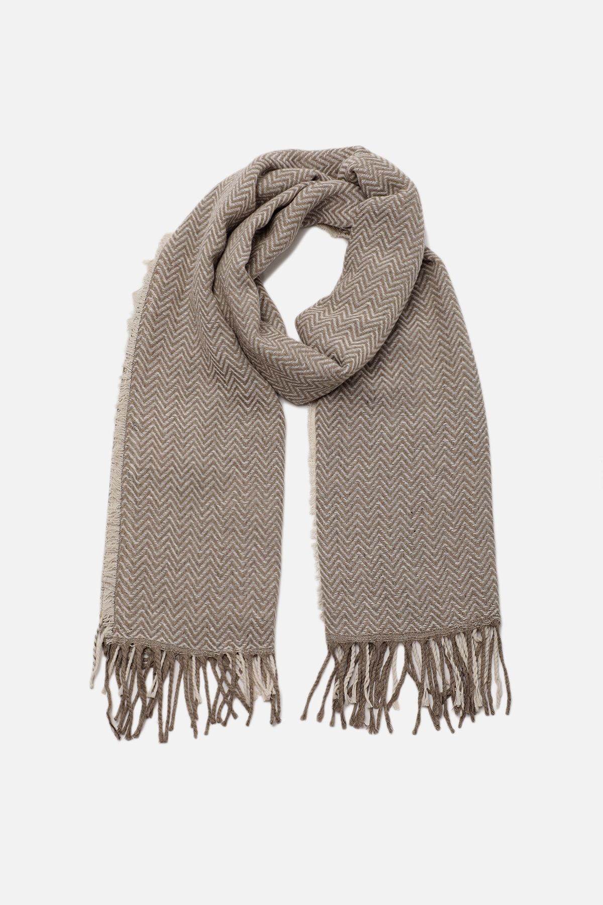 Trendyol Collection-Ecru Pattern Blocky Soft Textured Dámská šála TWOAW22AT0052 4