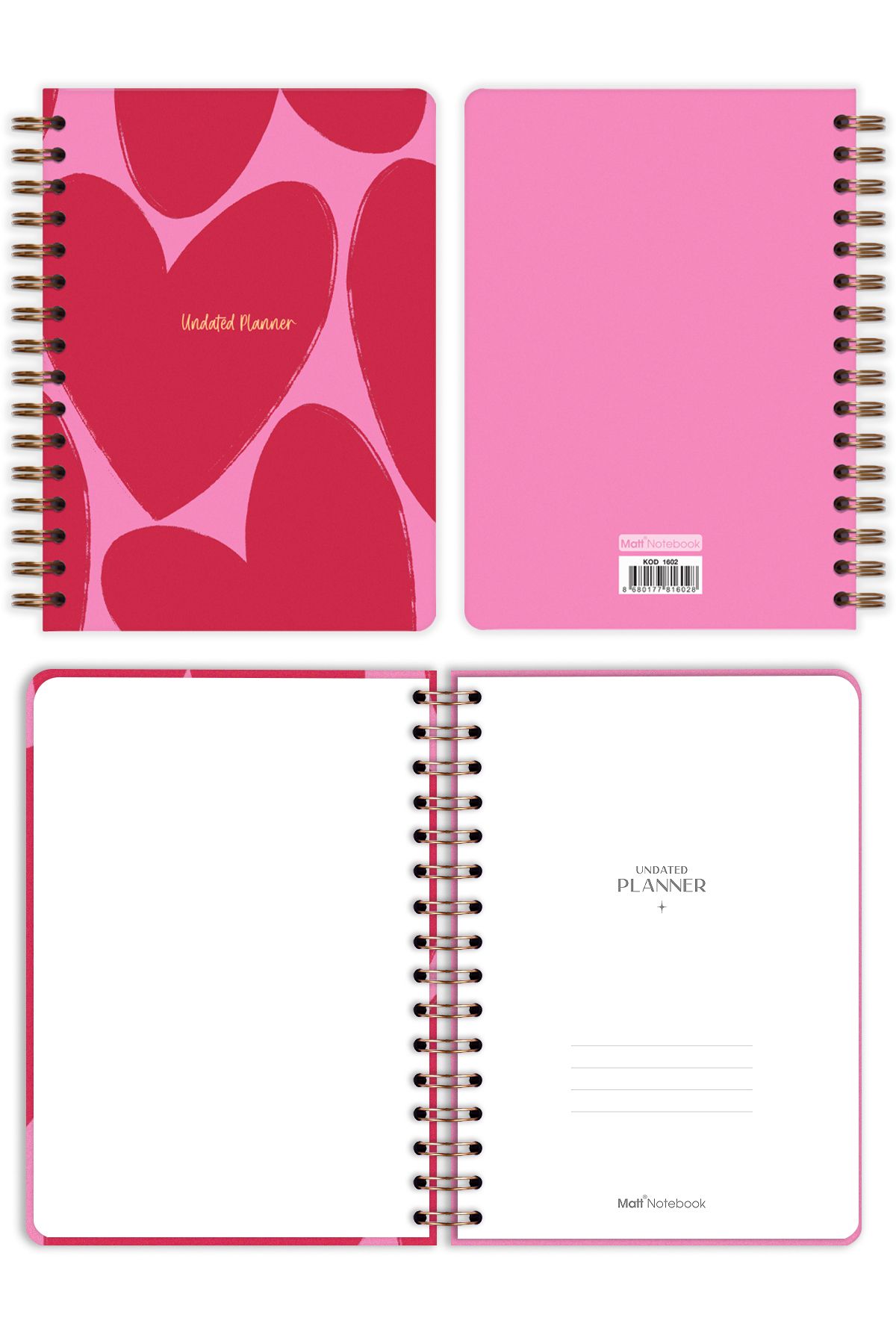Matt Notebook-Планер A5 Spiral Unlimited със сърца 5
