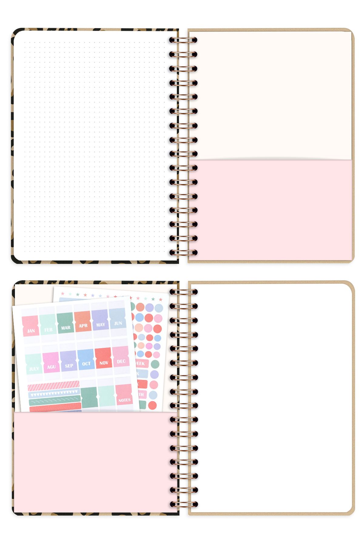 Matt Notebook-Planificator A5 Spiral Bound Agenda Leopard 6