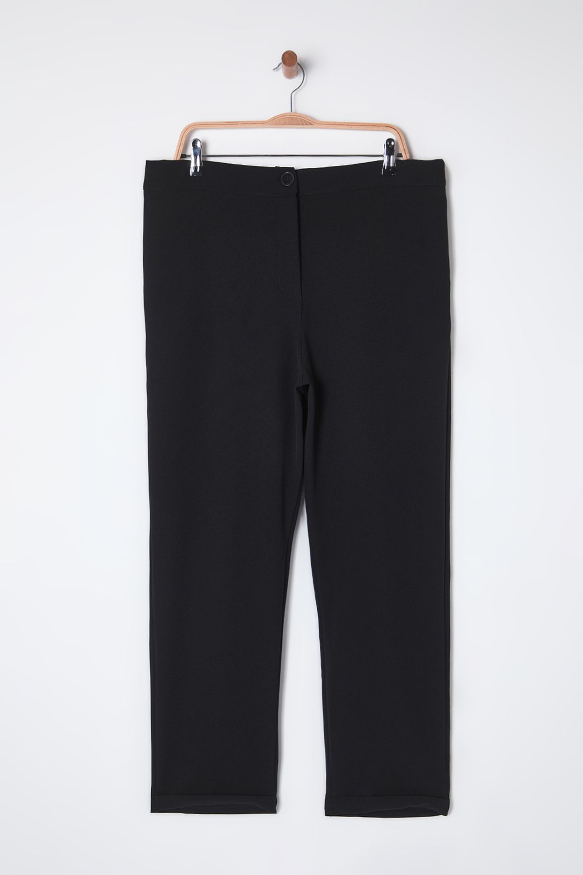 Trendyol Curve-Plus Size Black Cigarette Pants - Elastic Back and Zipper Tbbss25Ar00006 6
