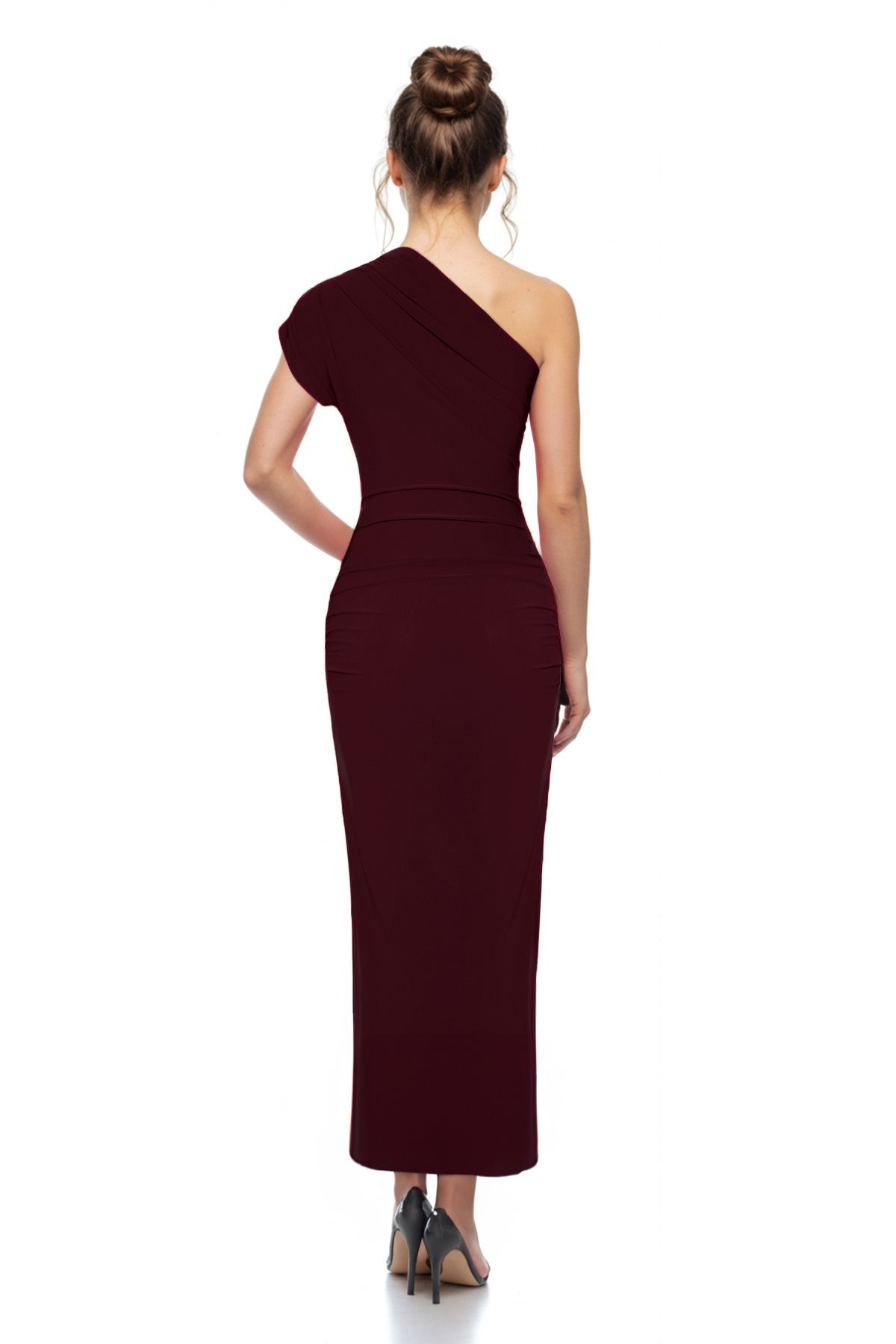 Trendyol Collection-Barna Midi béleletlen estélyi ruha éjszakai ballagási ruha TPRSS25EL00064 2
