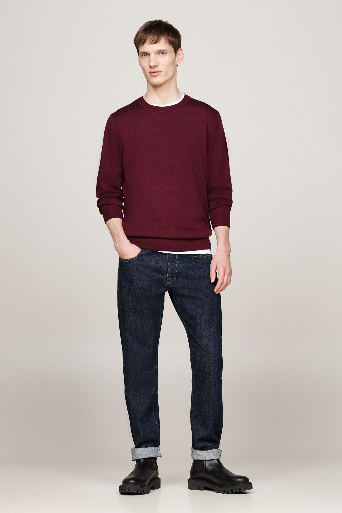 Tommy Hilfiger-Merino Crew Nikkei DC Fine Gauge - Gravírozott szövet 5