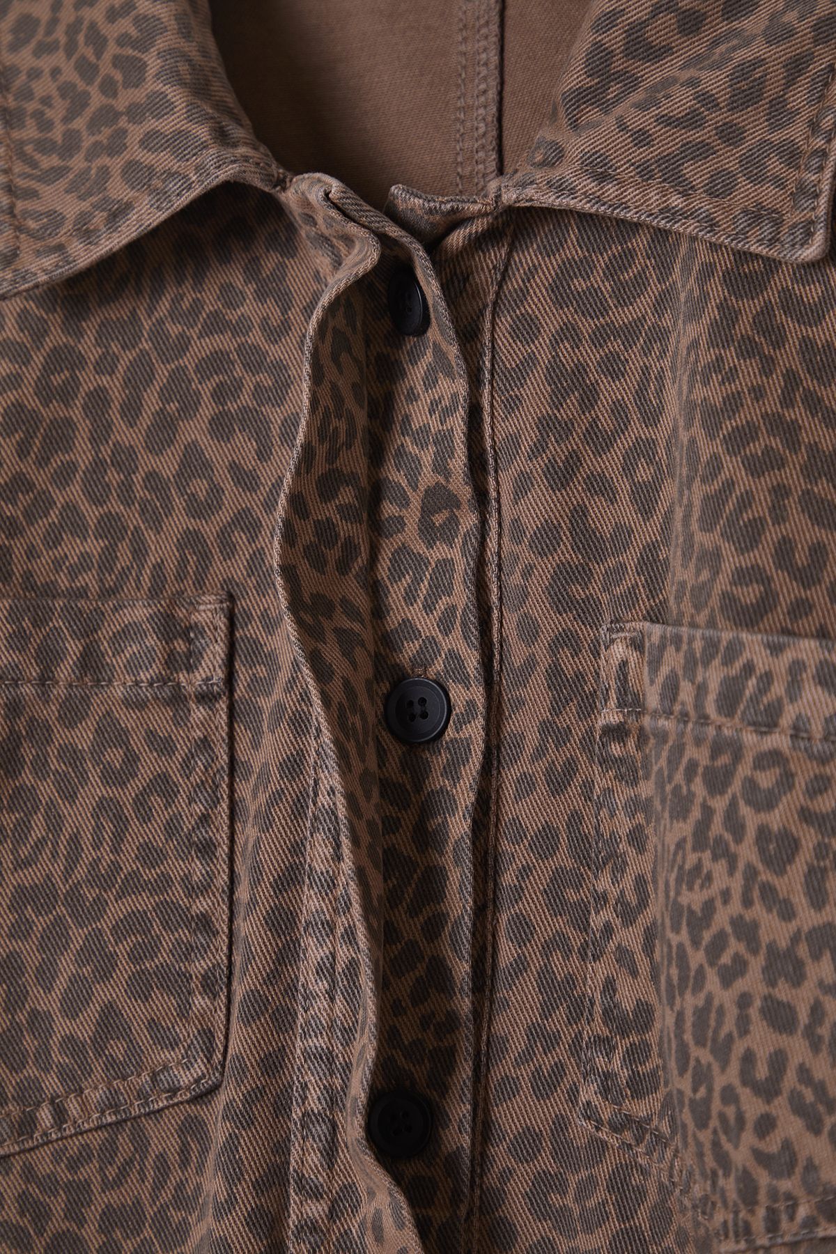 Trendyol Collection-Multicolor Leopard Print Belted Brown Denim Jacket Twoss25Ce00027 7