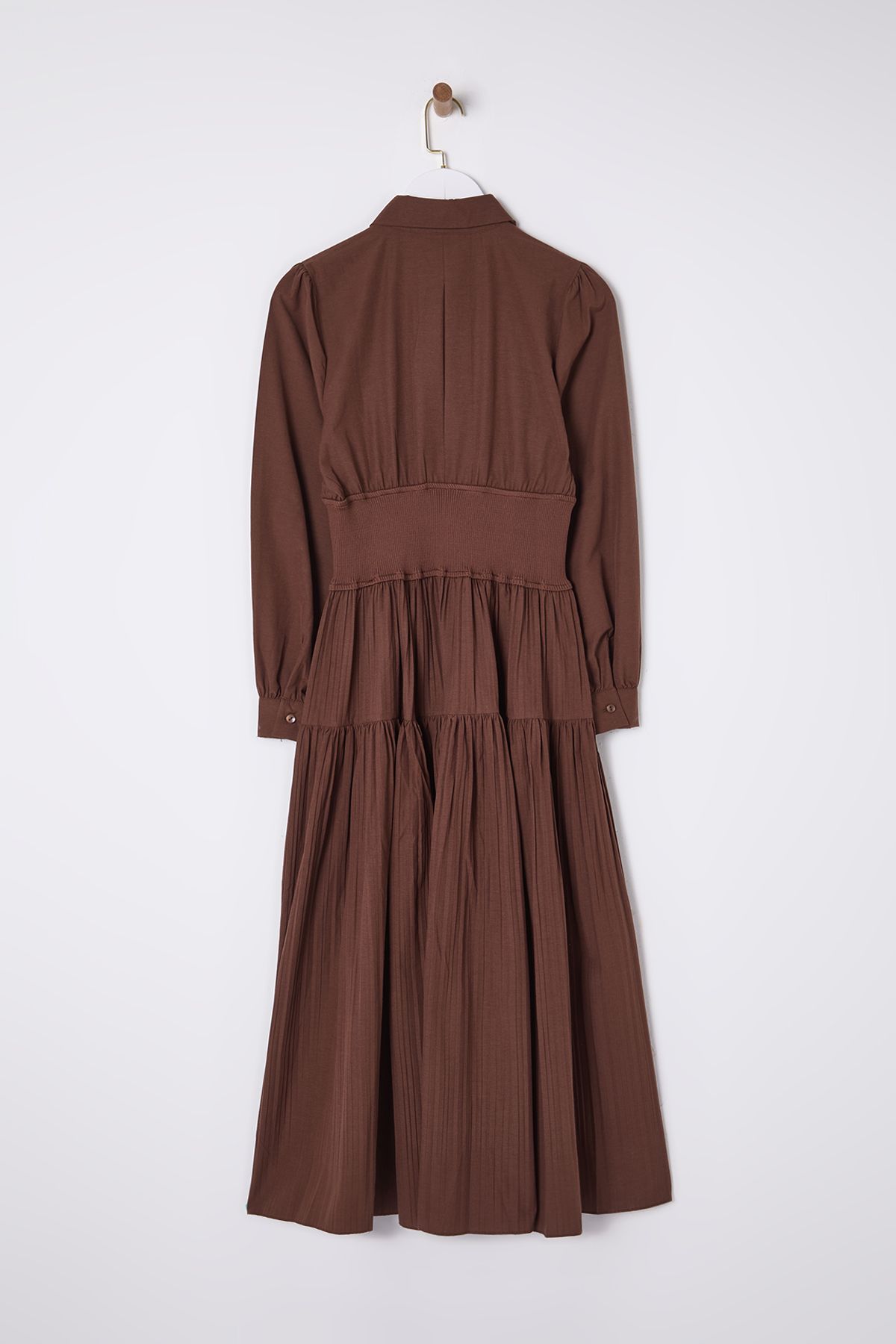 Trendyol Modest-Σκούρο καφέ ελαστικό φόρεμα μέσης TCTSS25EB00016 8
